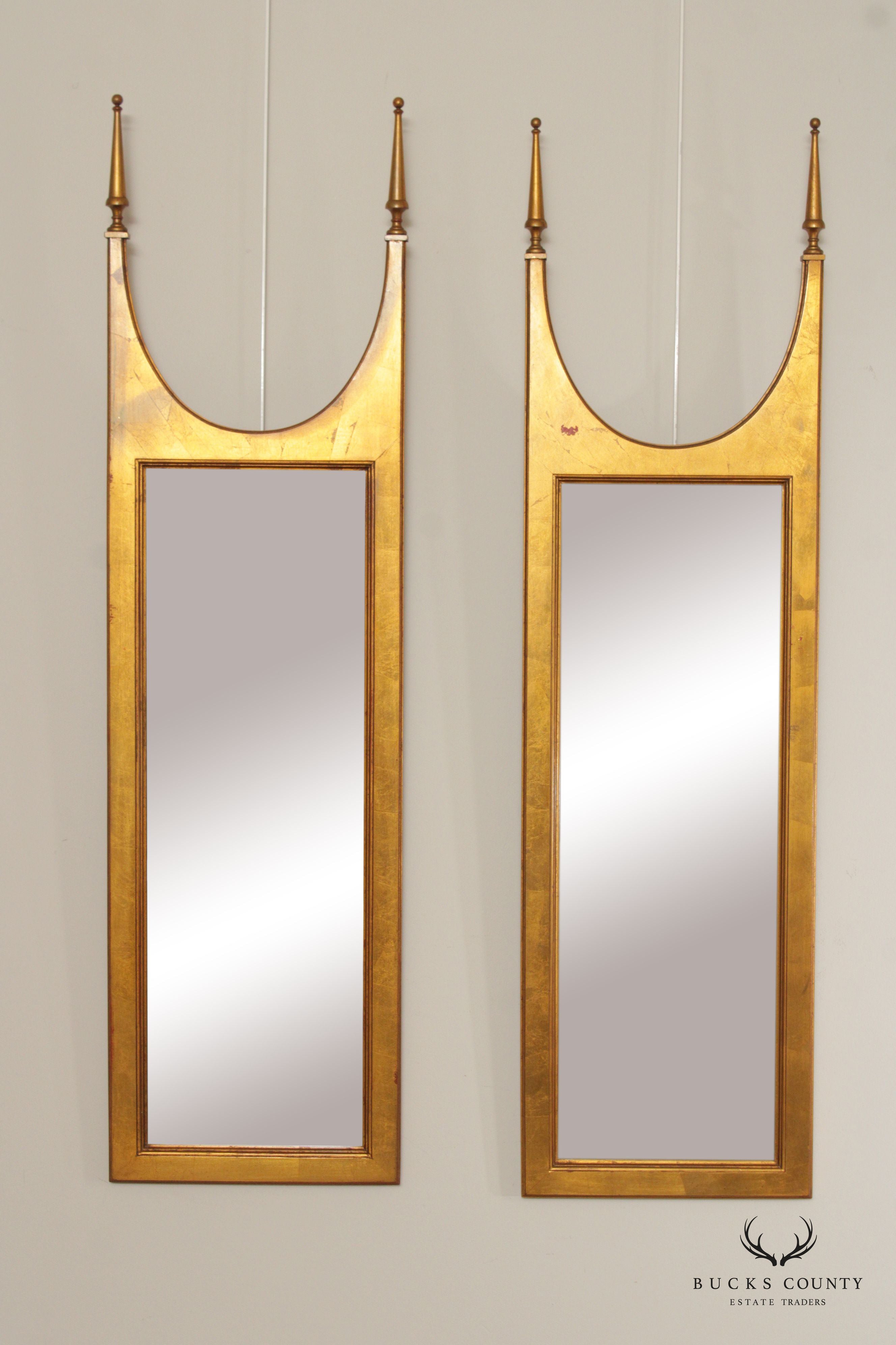 Hollywood Regency Vintage Pair Giltwood Wall Mirrors