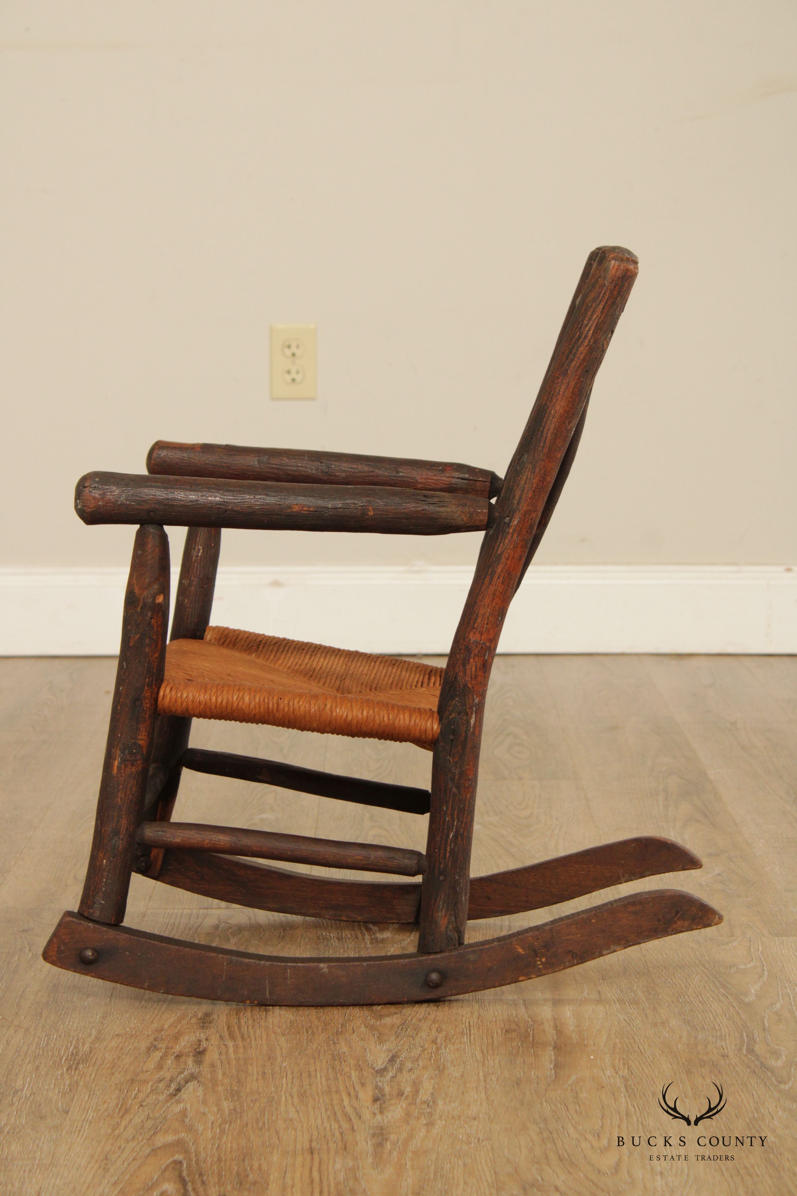 Antique Adirondack Rustic Style Children's Rocking Chair