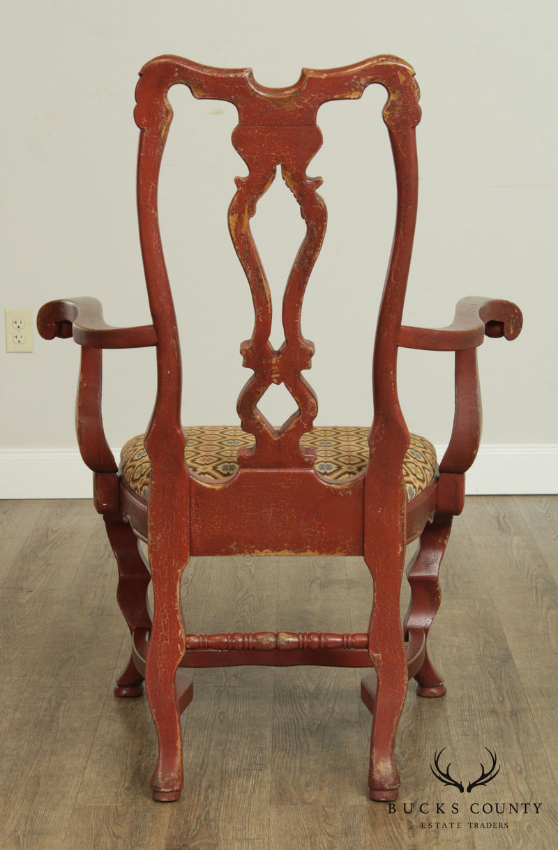 Habersham Red Painted Georgian Style Armchair
