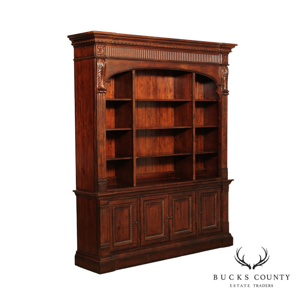 Ethan Allen Neoclassical Carved Library Bookcase Cabinet