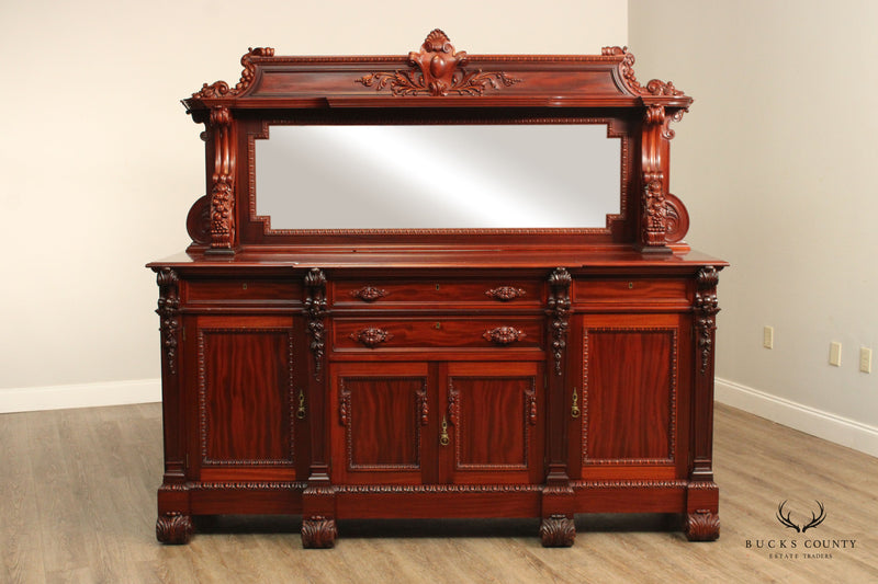 Renaissance Revival Carved Mahogany Sideboard with Mirror