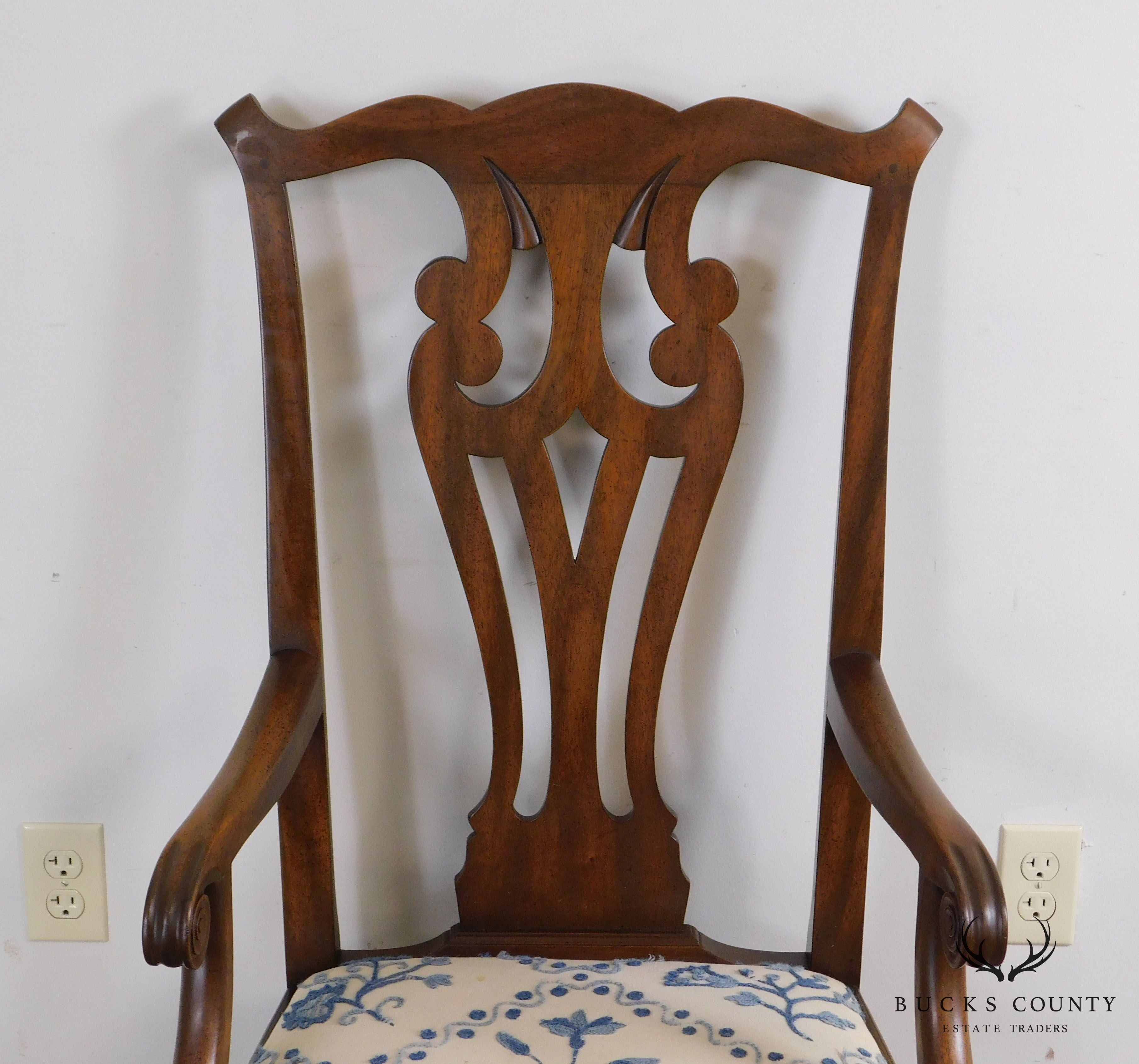 Kittinger Historic Newport Mahogany Chippendale Style High Back Armchair