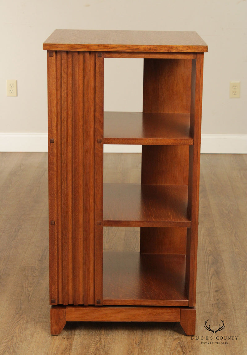 Mission Style Oak Revolving Three Tier Bookcase