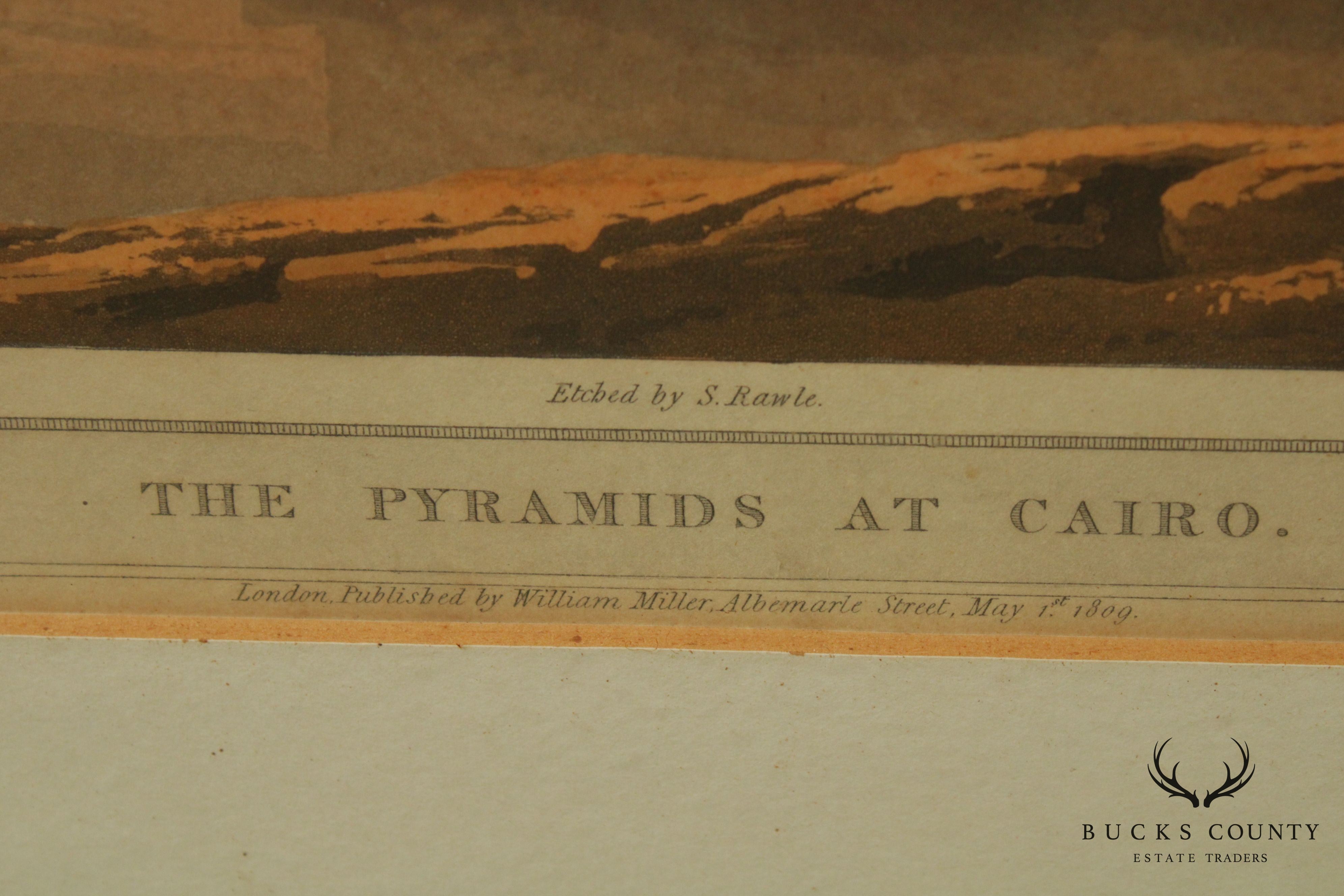 Henry Salt 'The Pyramids at Cairo', 'View of Grand Cairo' 2 Hand Colored Engravings