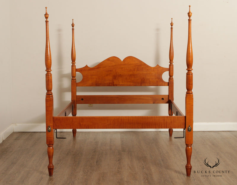 JL Treharn Studio Crafted Full Size Tiger Maple Four-Post Bed Frame (B)