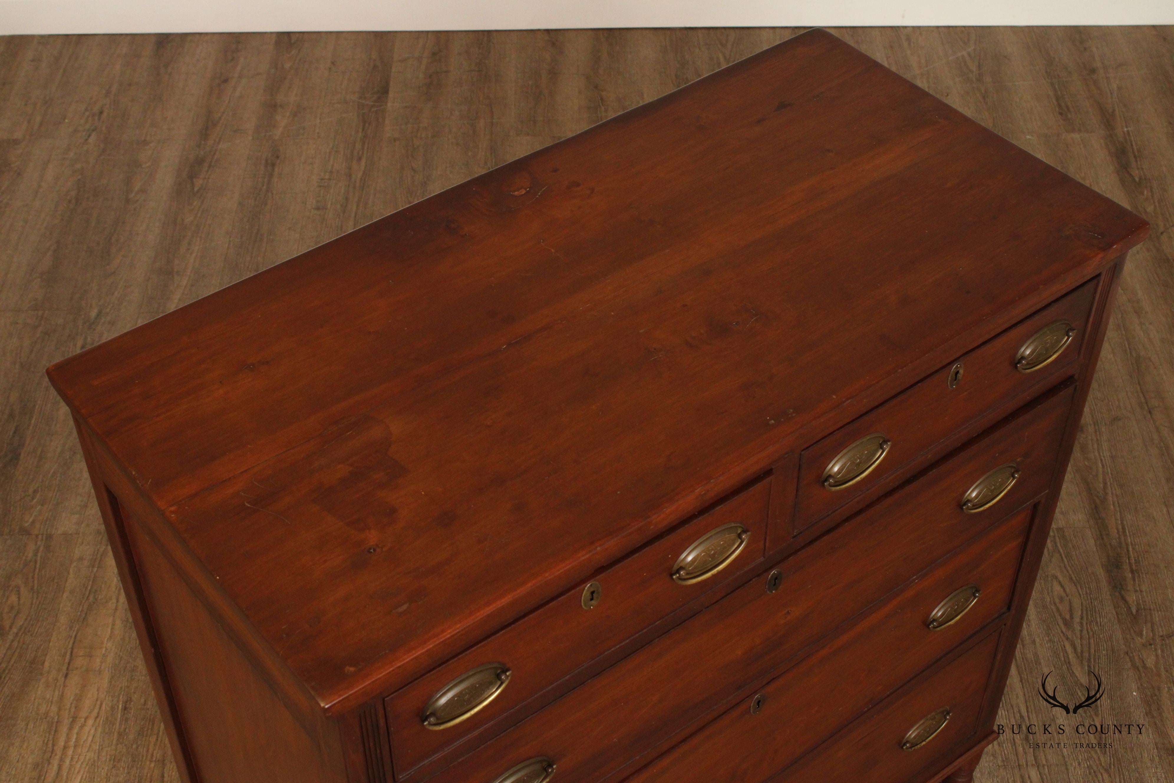 Antique Pennsylvania Sheraton Period Poplar Chest of Drawers