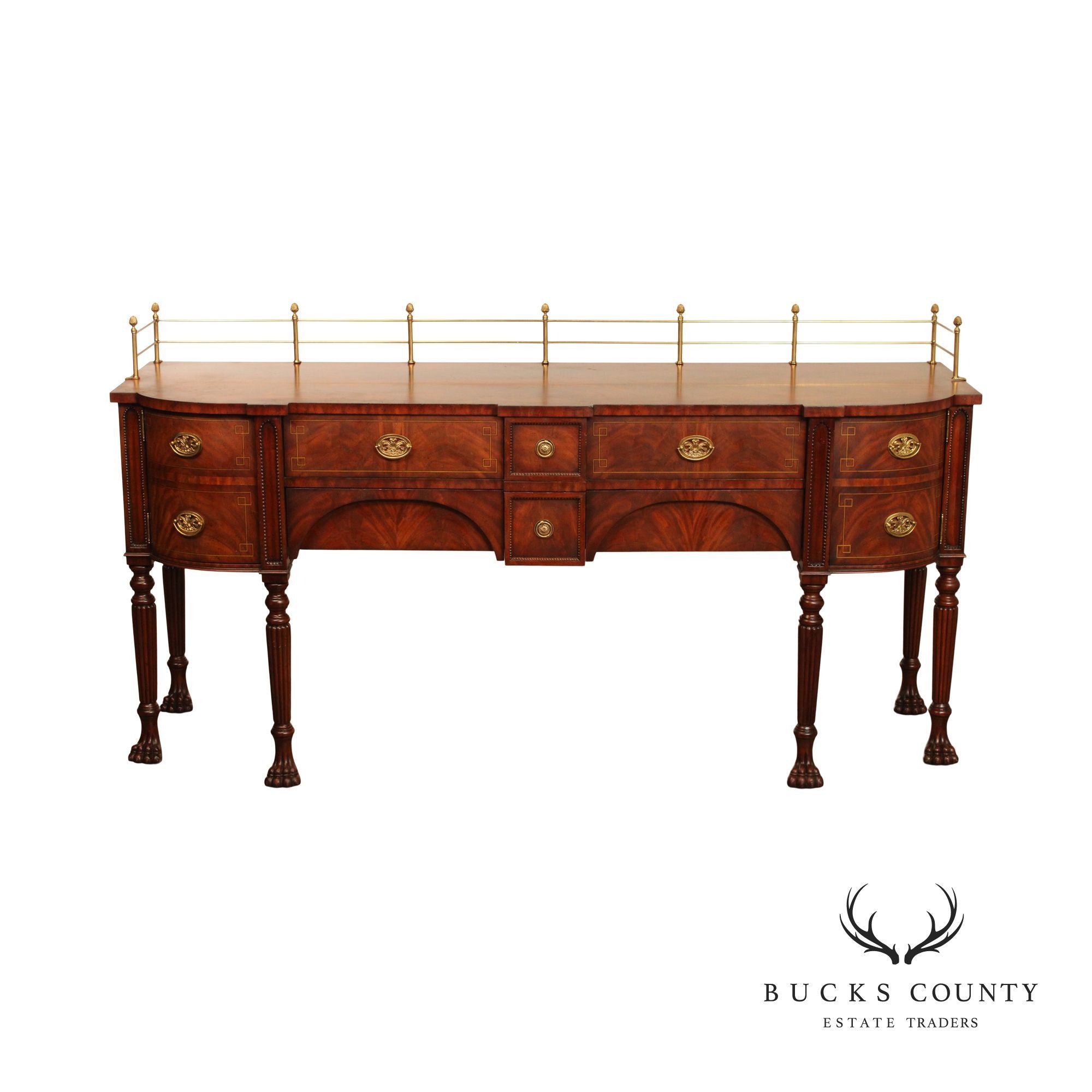 Maitland Smith English Regency Style Mahogany Paw Foot Sideboard