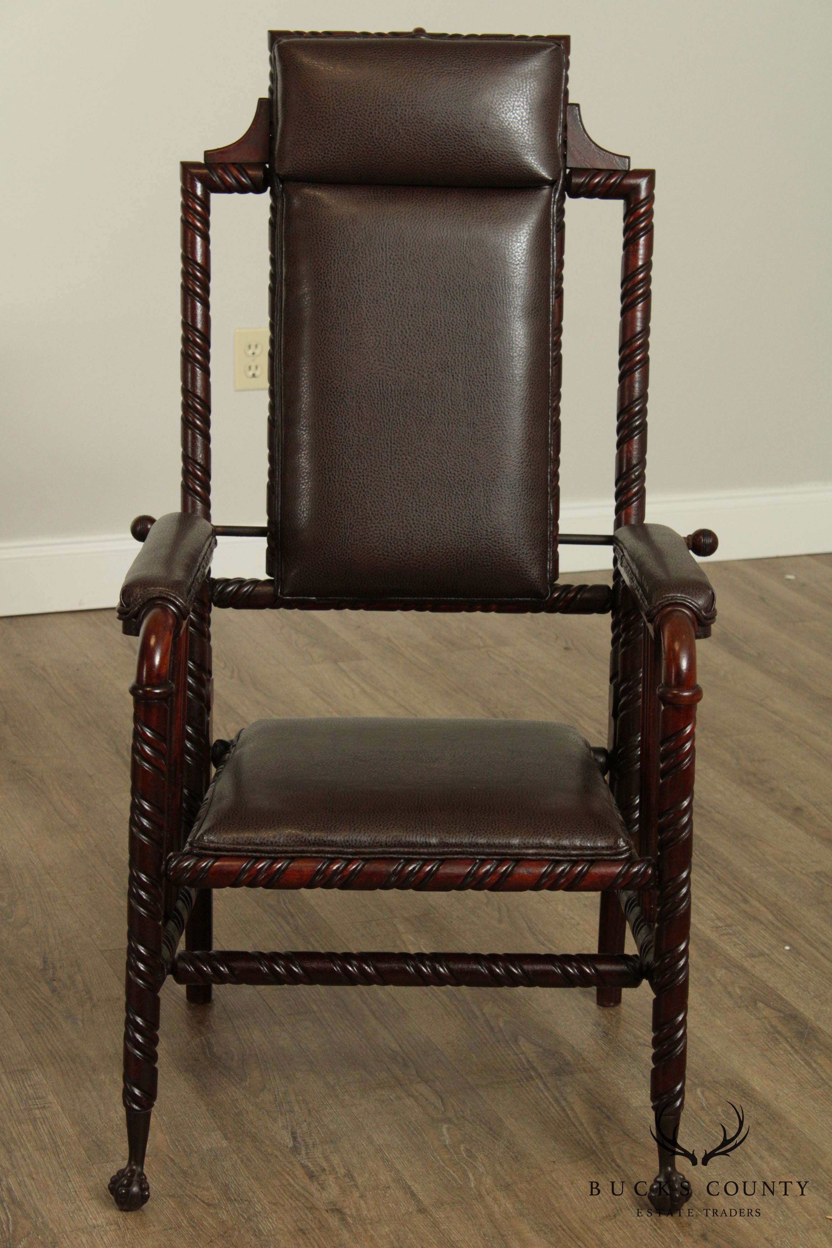 Hunzinger Antique Victorian Gothic Period Reclining Morris Chair