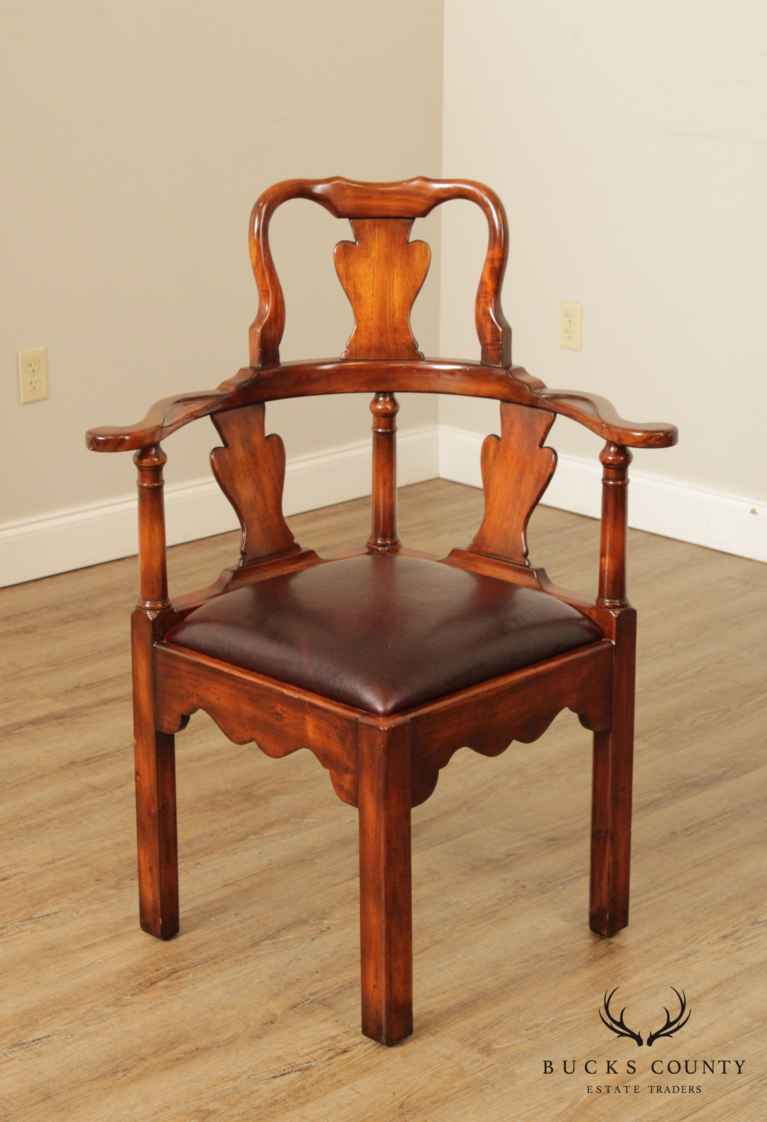 Theodore Alexander Chippendale Style Mahogany Corner Chair