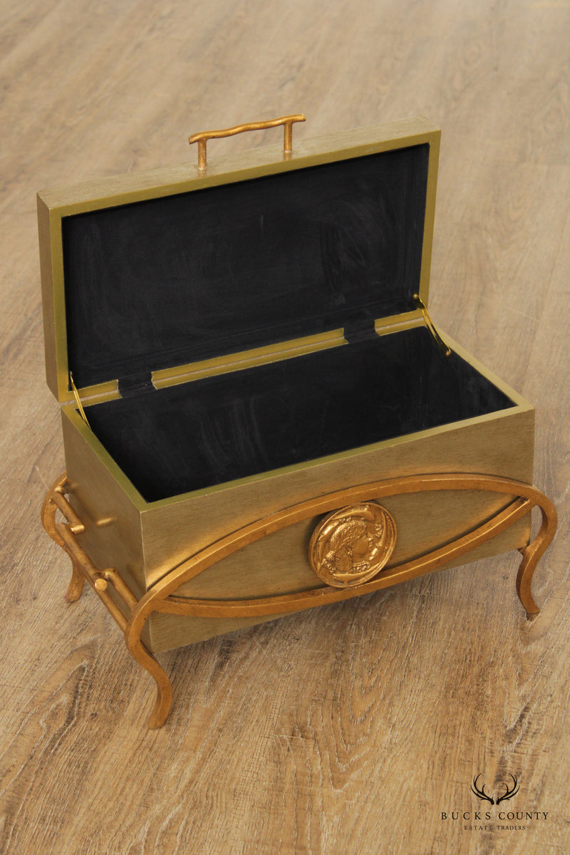 Modern Neoclassical Style Chest on Gilt-Iron Stand
