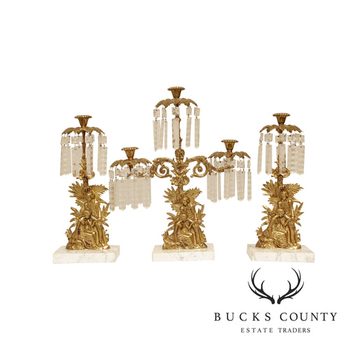 Antique Victorian Brass Marble Base 3 Piece Girandole Candelabra – Bucks  County Estate Traders