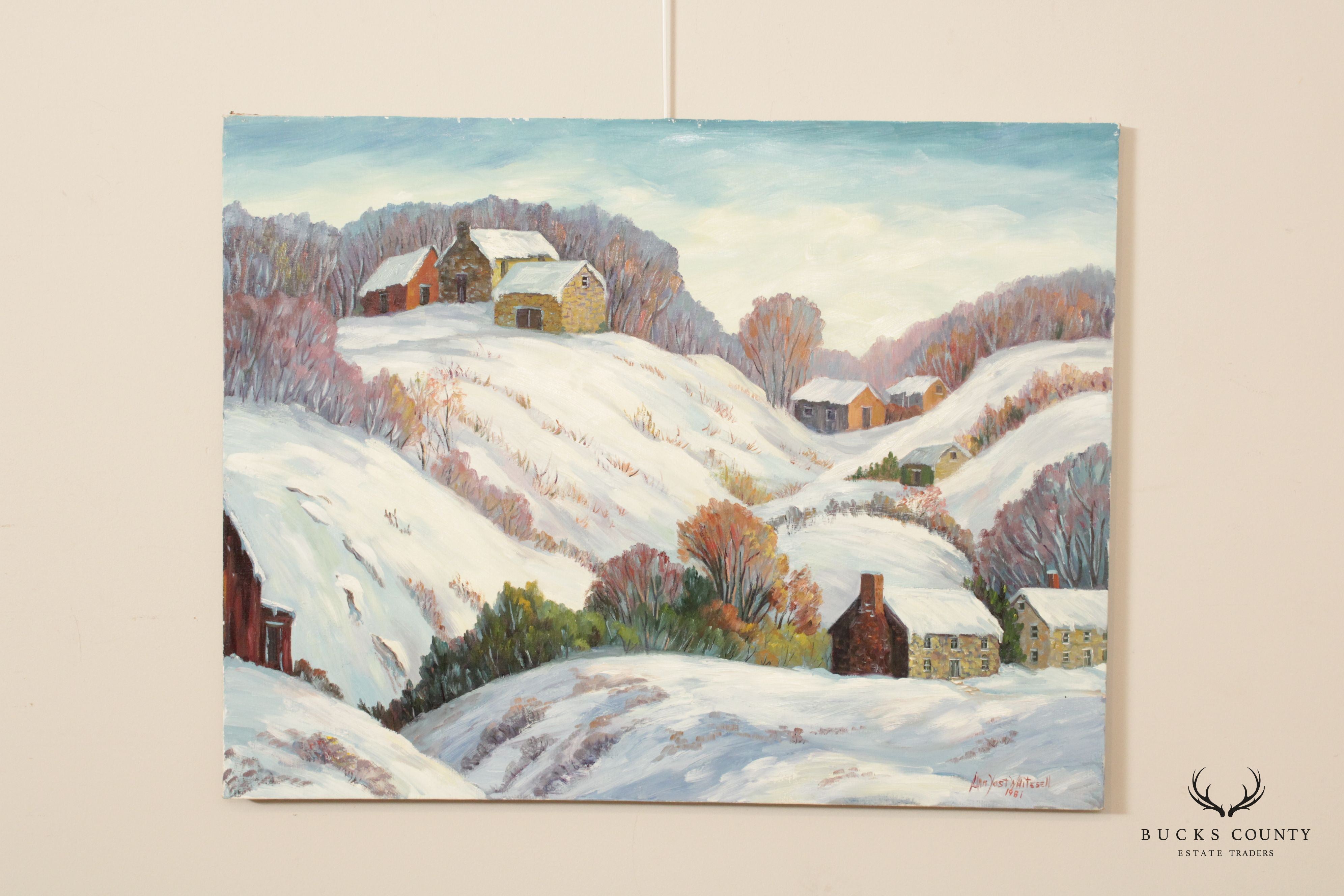 Ann Yost Whitesell 'Rolling Hills' Winter Landscape Original Oil Painting