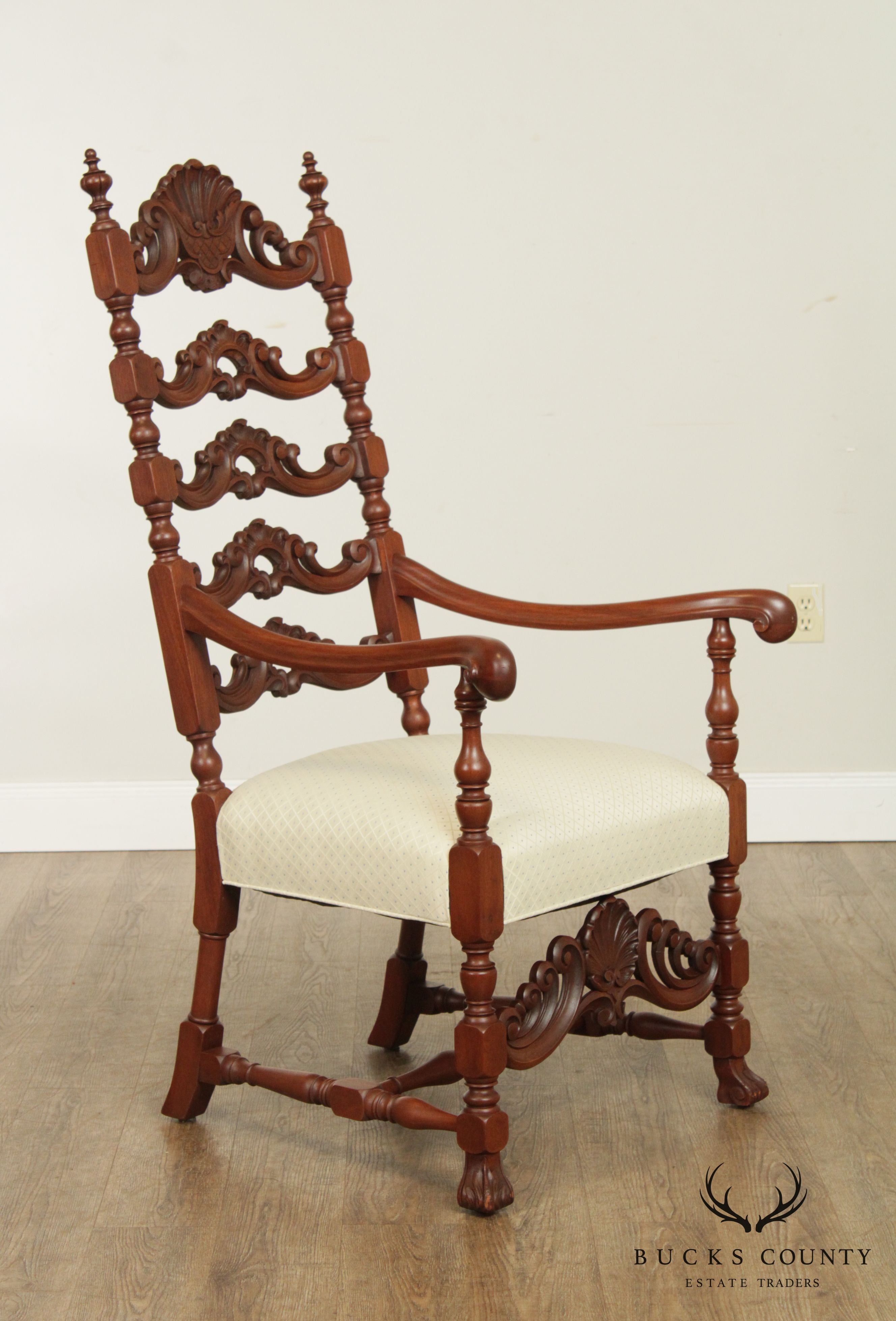 Italian Renaissance Revival Vintage High Back Armchair