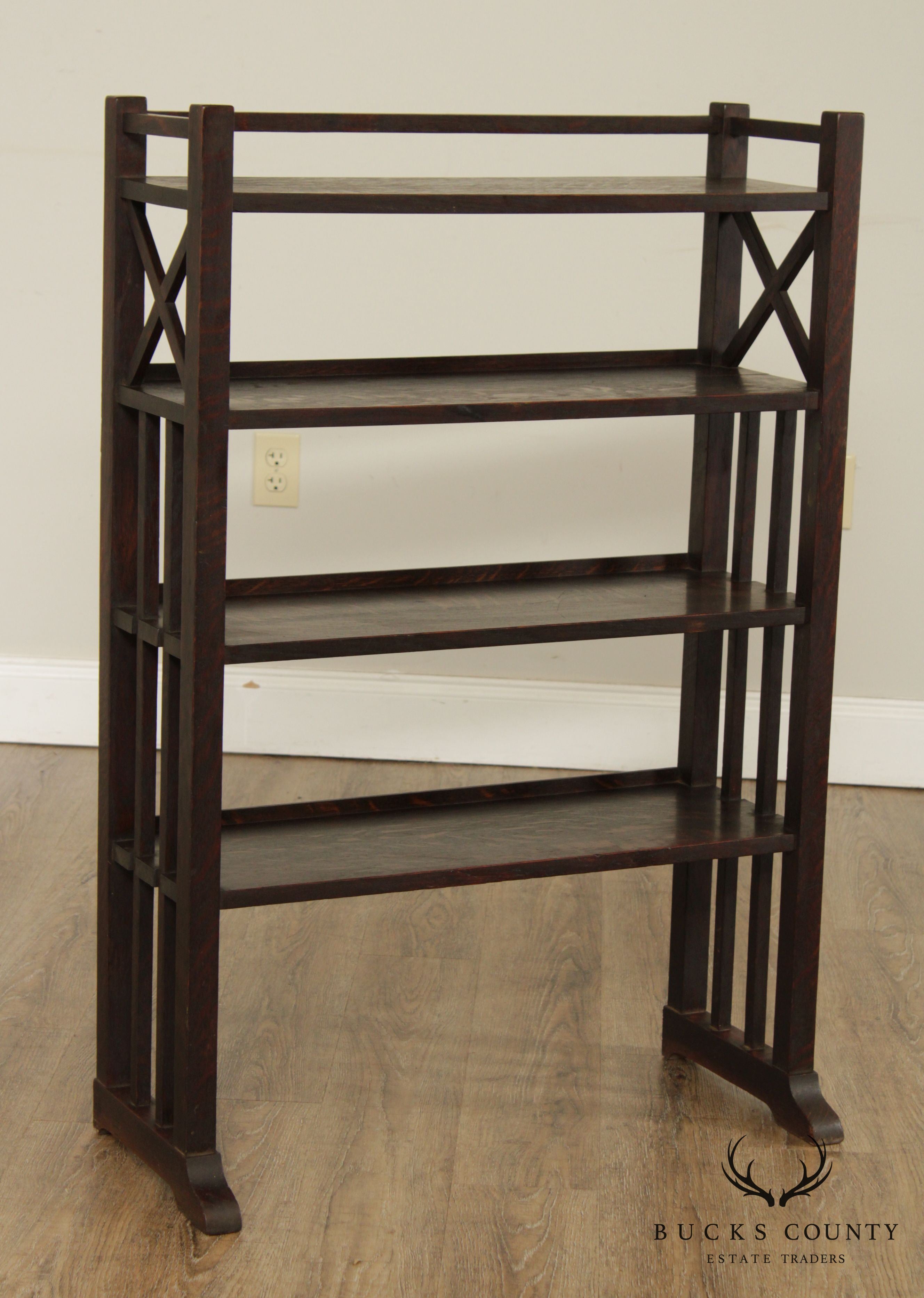 Antique Mission Oak 4 Tier Book Rack