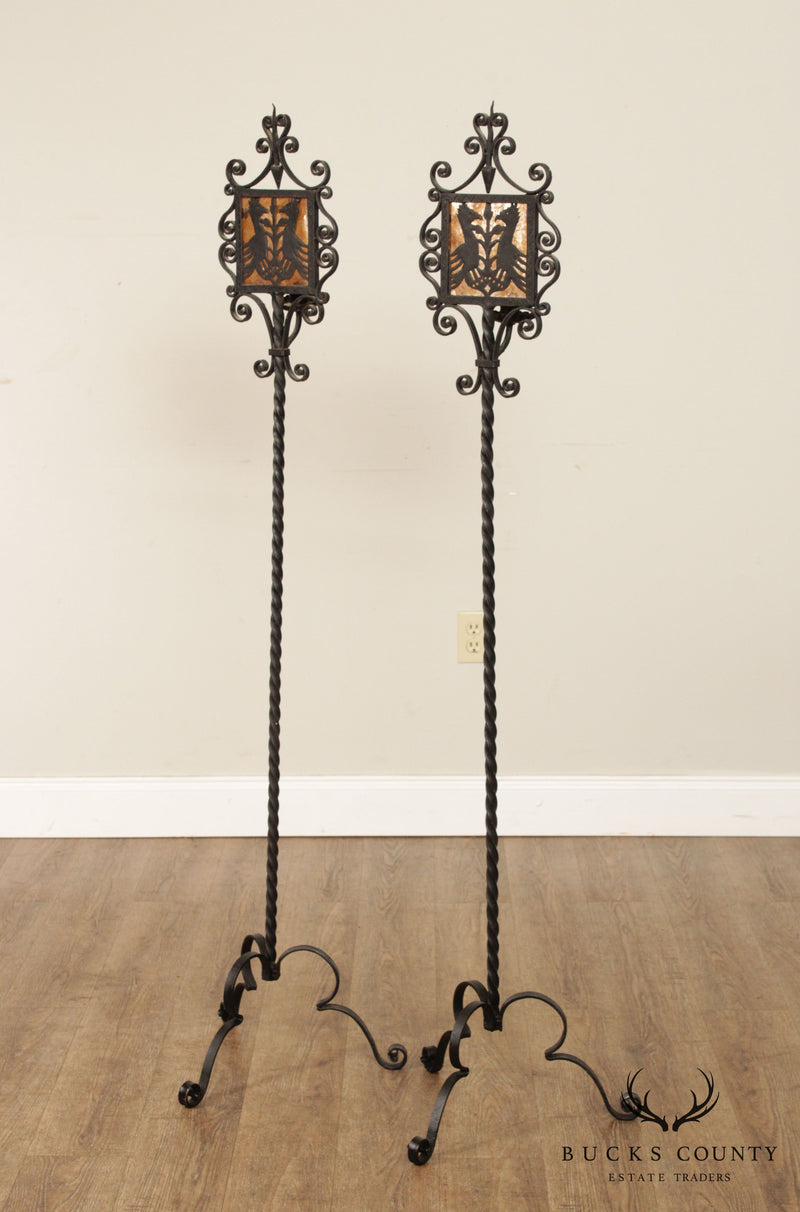 Pair of Hand Forged Wrought Iron Wall Candle Sconces – NOUVE