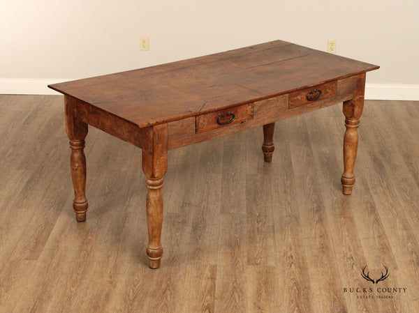 Antique British Colonial Style Hardwood Tavern Dining Table