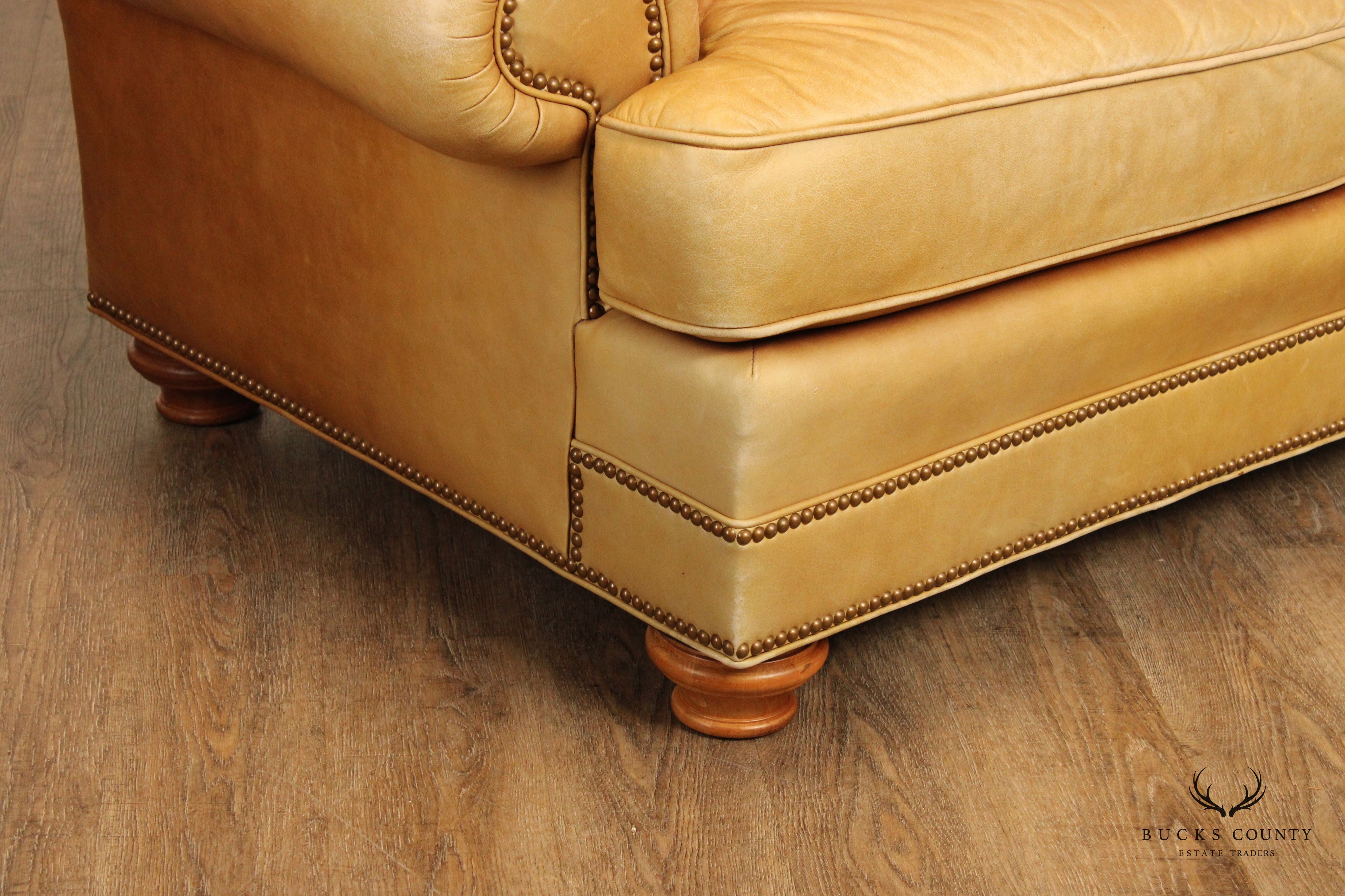 Leathercraft Traditional Tan Leather Upholstered Sofa