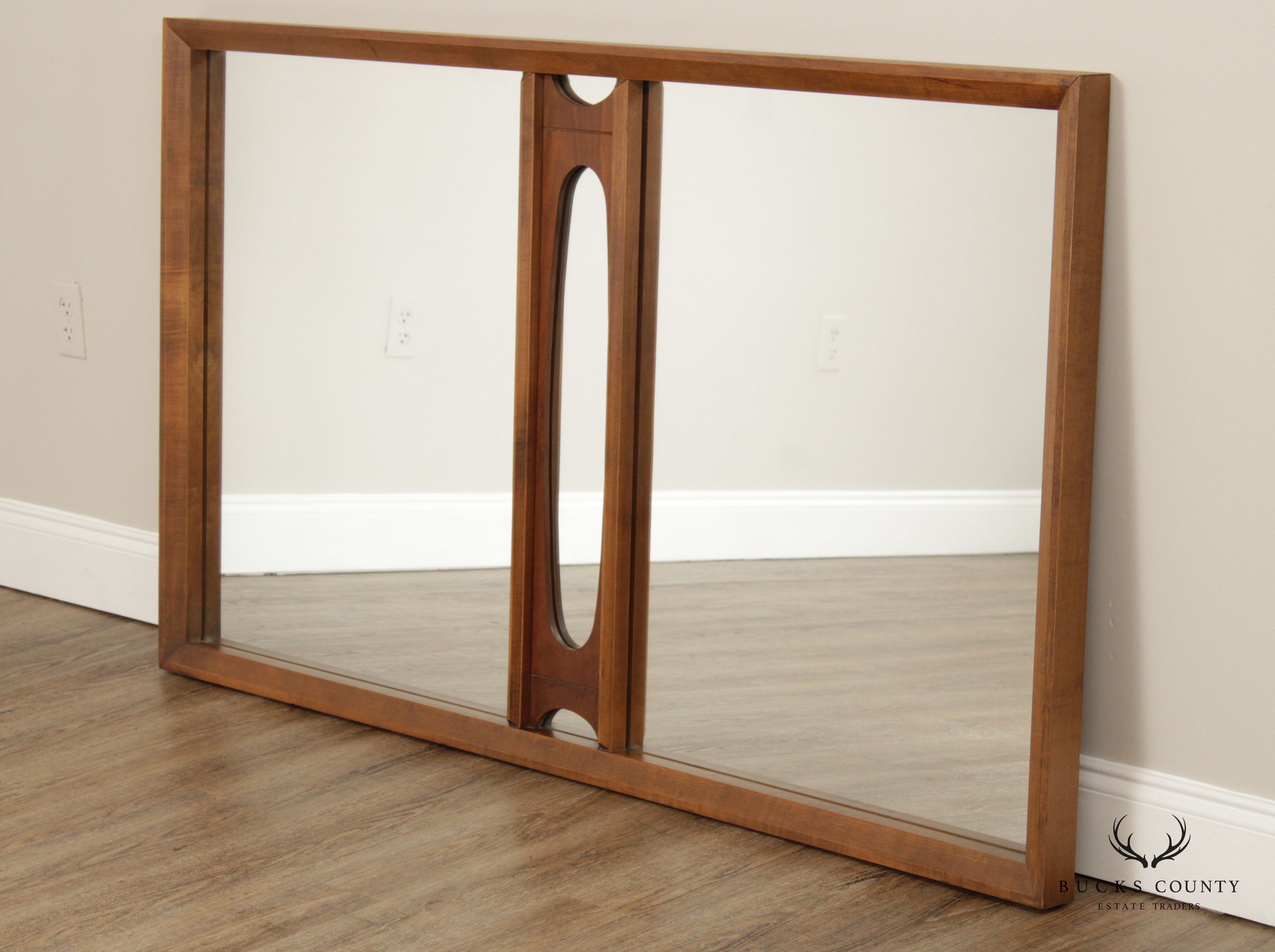 TOBAGO MID CENTURY MODERN SCULPTED WALNUT FRAME MIRROR