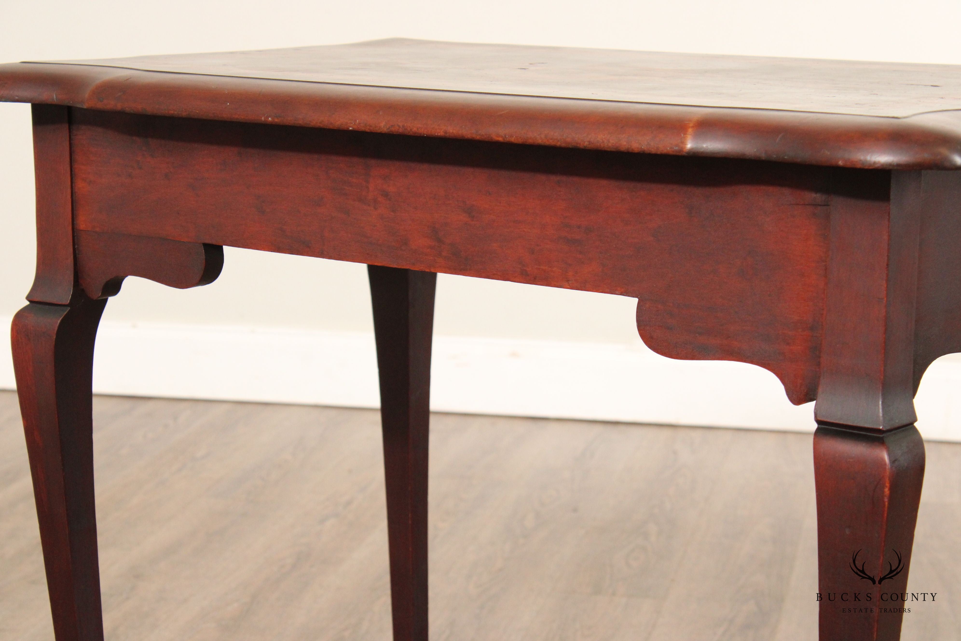 Queen Anne Style Marquetry Inlaid Side Tea Table