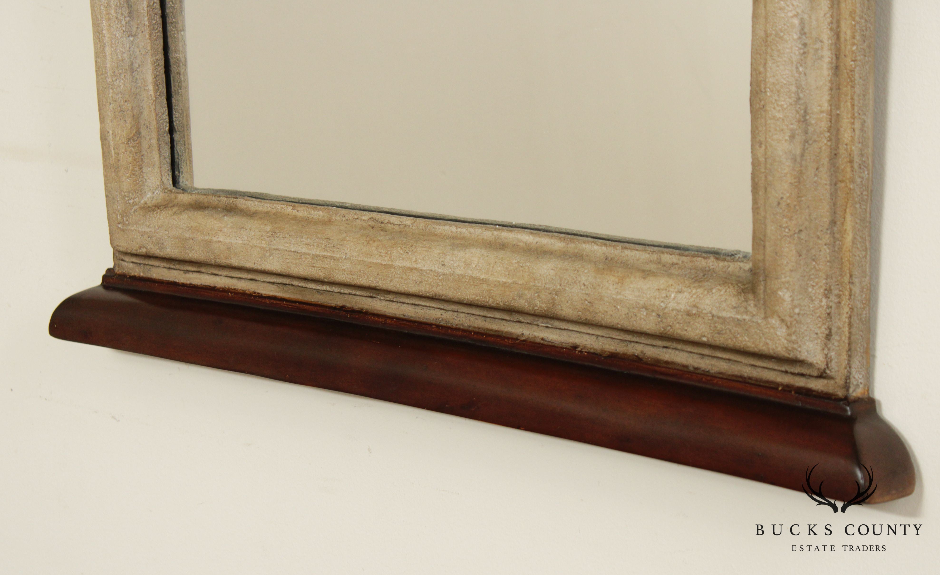 French Louis XV Style Faux Stone Wall Mirror (B)