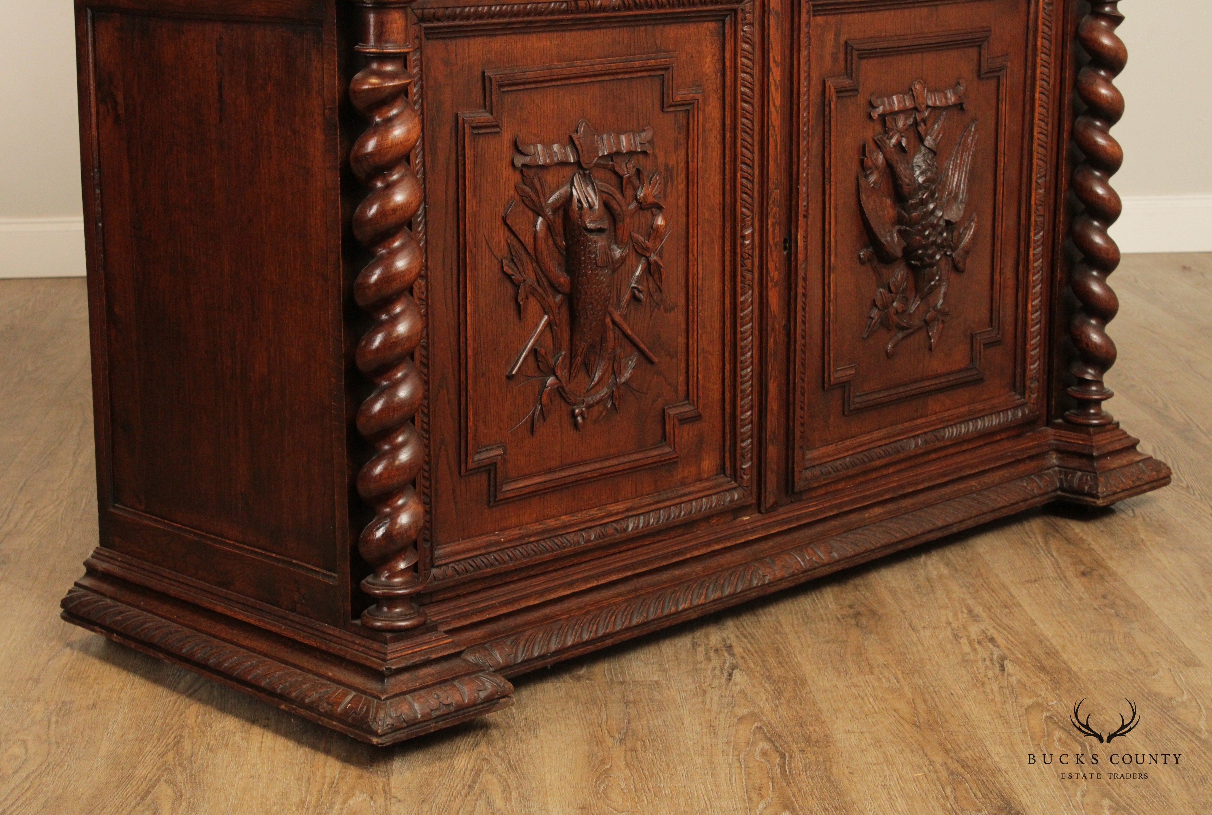 Antique 19th C. Renaissance Revival Carved Oak Bookcase