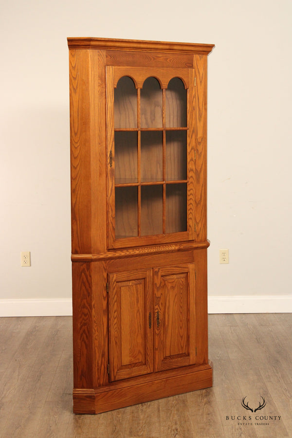 L. Hitchcock Traditional Vintage Oak Corner Cabinet