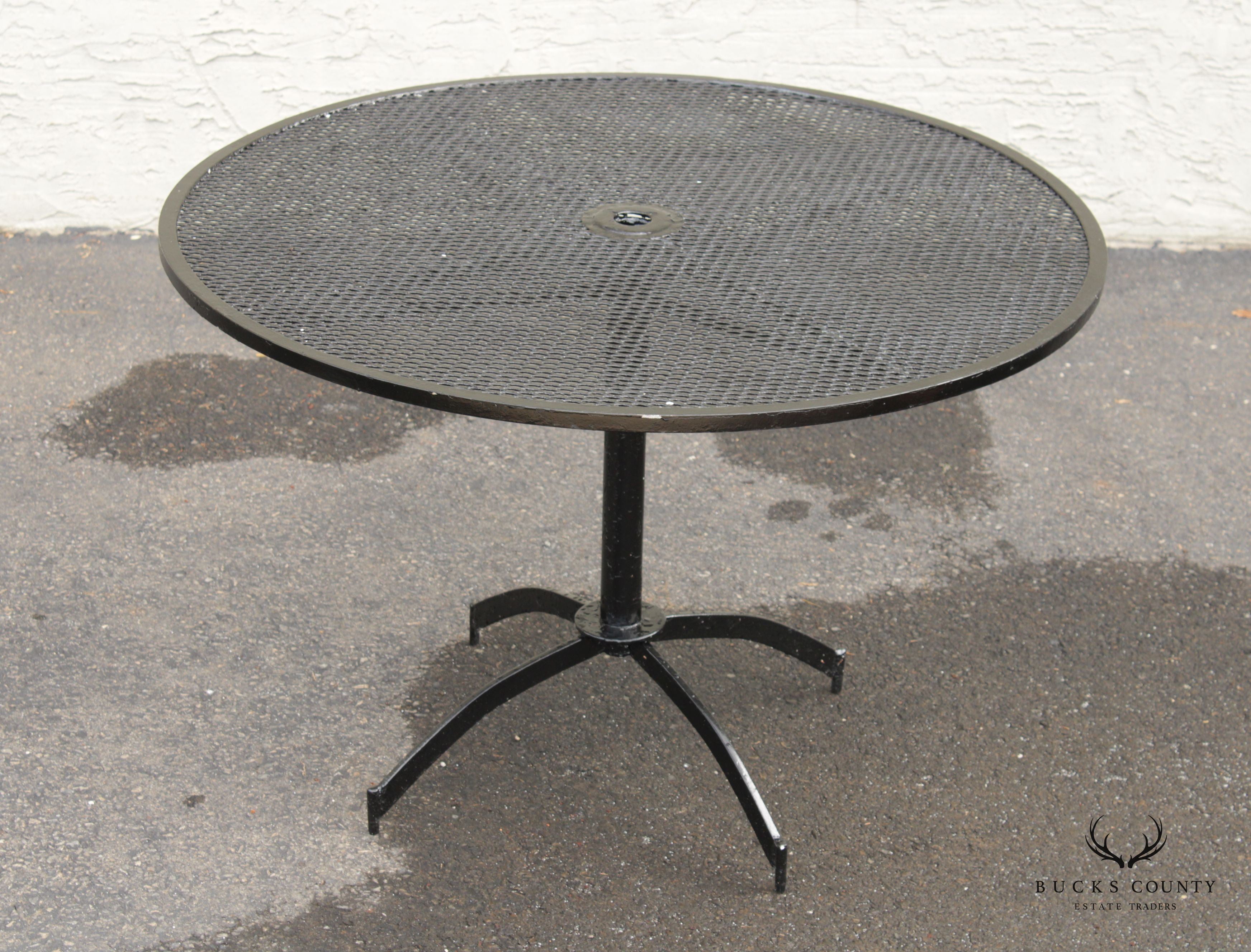 Salterini Mid Century Modern Wrought Iron Round Outdoor Dining Table