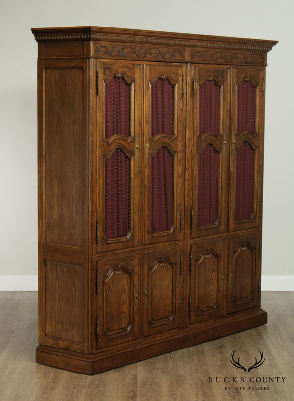 Baker French Country Style Oak China Cabinet Armoire