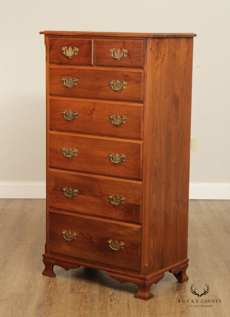 Chippendale Style Custom Crafted Solid Walnut Tall Chest (B)