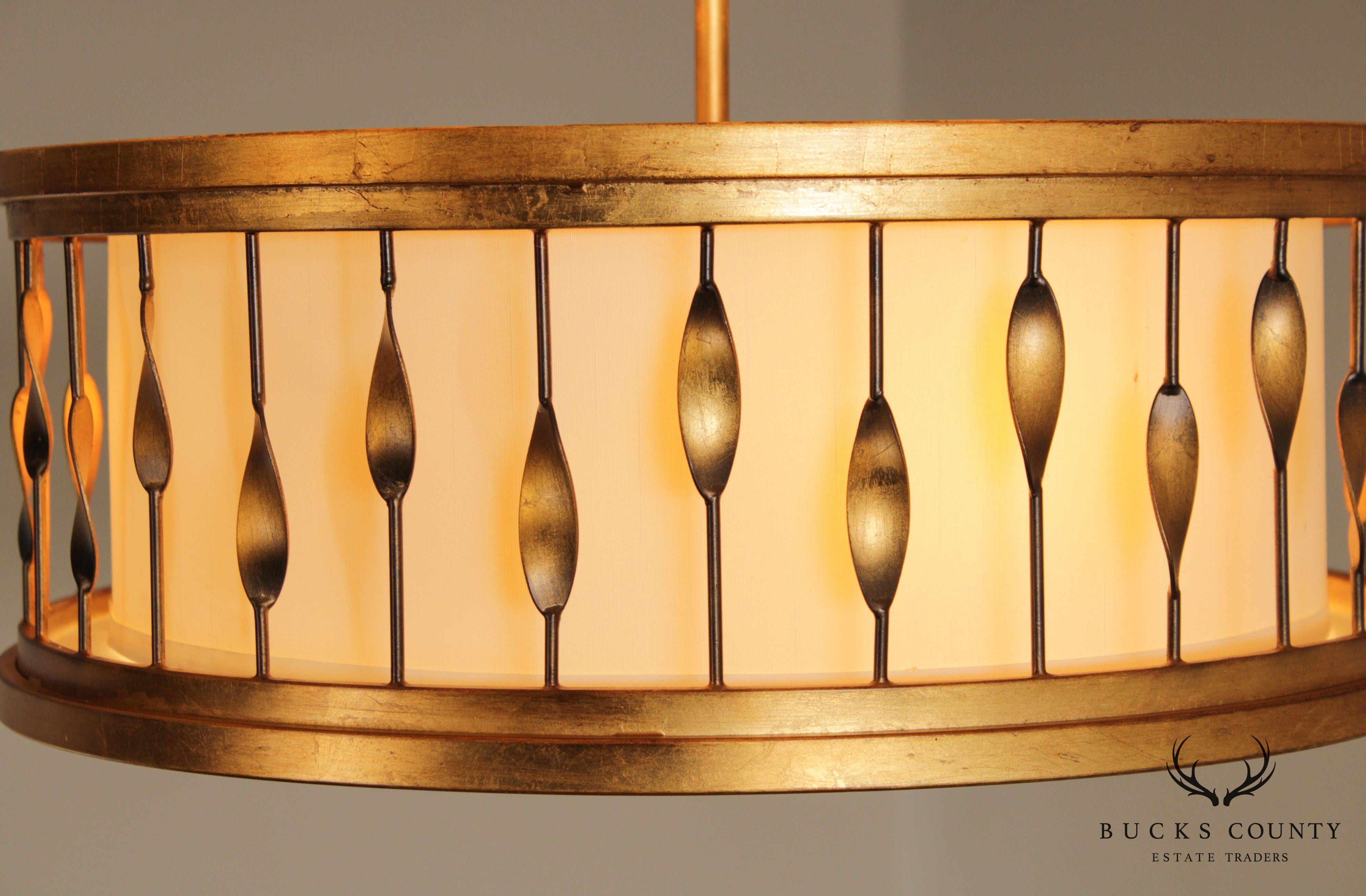 Mid Century Modern Style Gold Leaf Pendant Chandelier