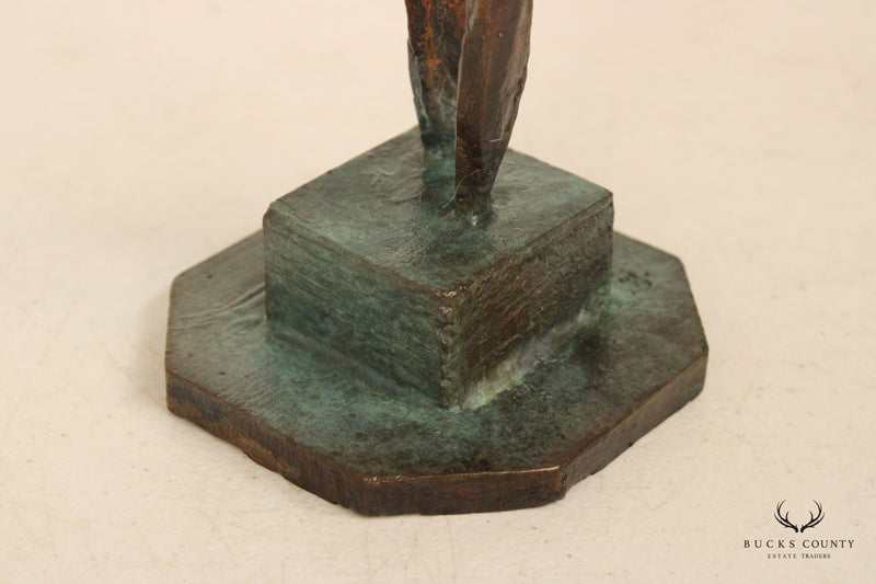 Swedish Modernist Figural Bronze Sculpture by Olof Hellström