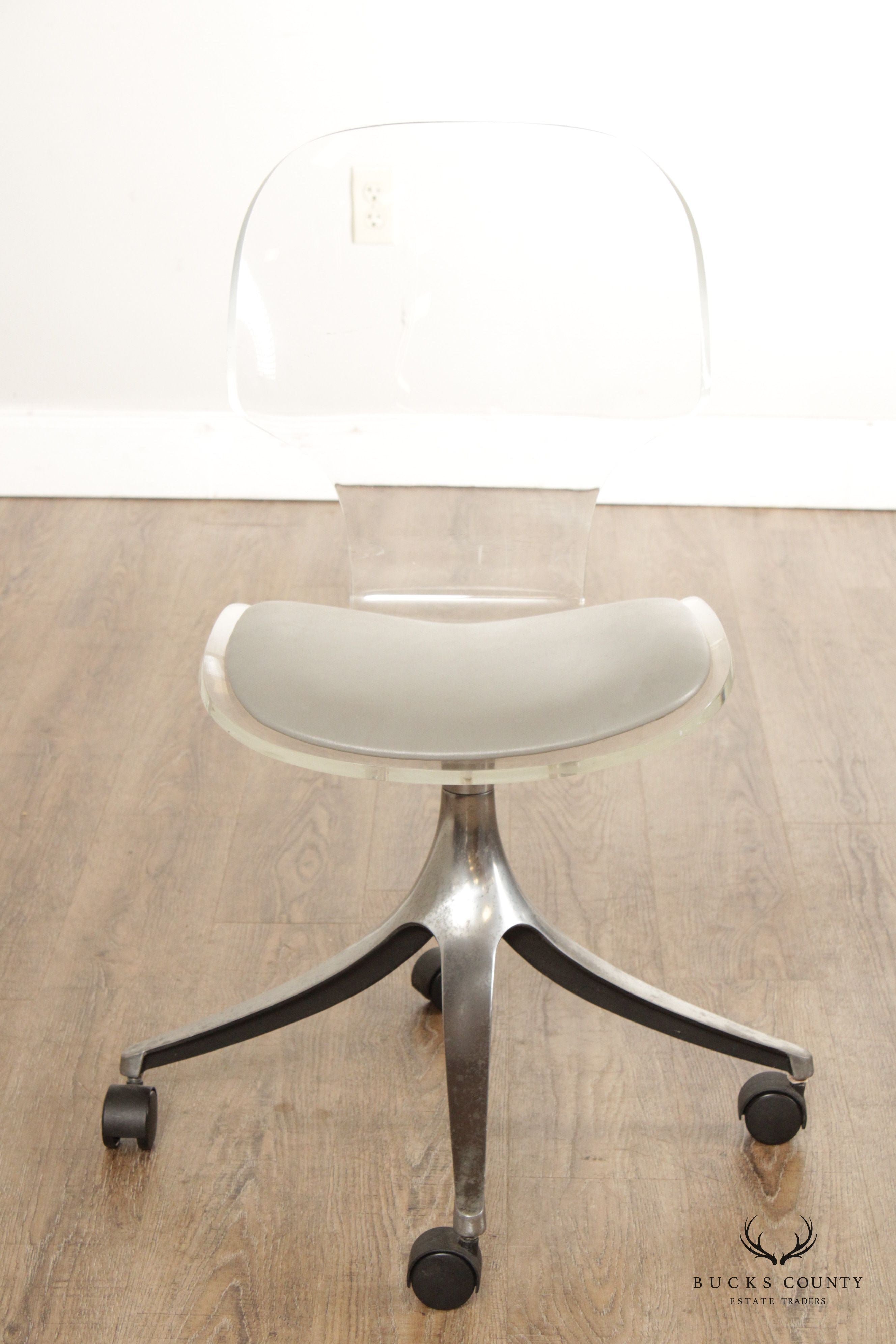 Mid Century Modern Lucite Swivel Desk Chair