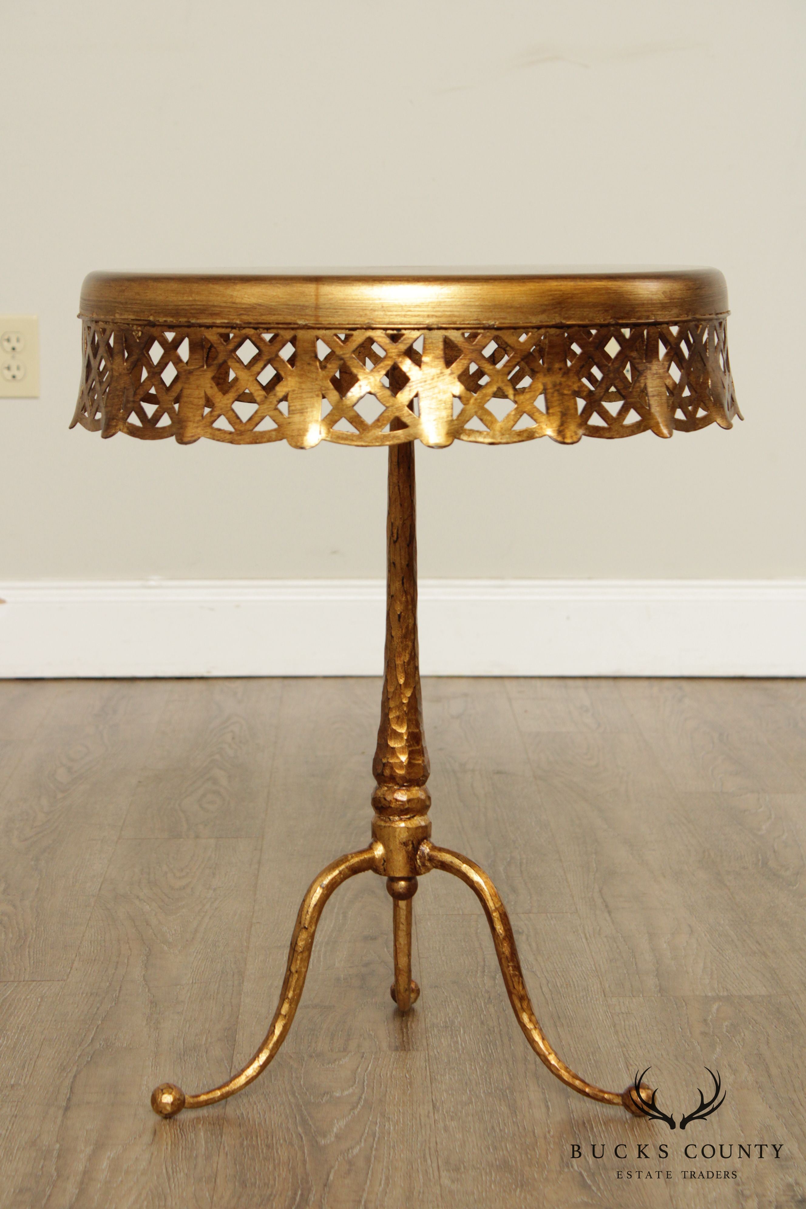 Lorin Marsh Vintage Hollywood Regency Style Gilt Metal Side Table