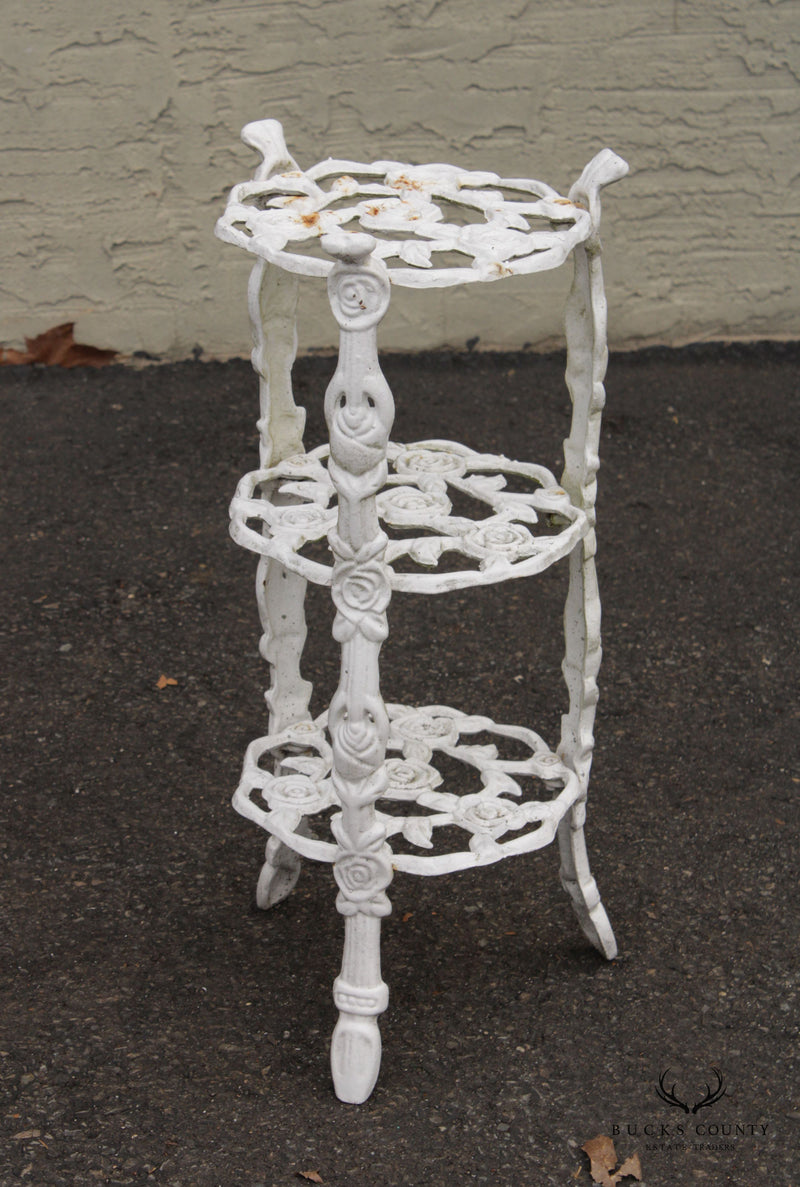 Victorian Style Pair Cast Iron 3-Tier Outdoor Plant Stands