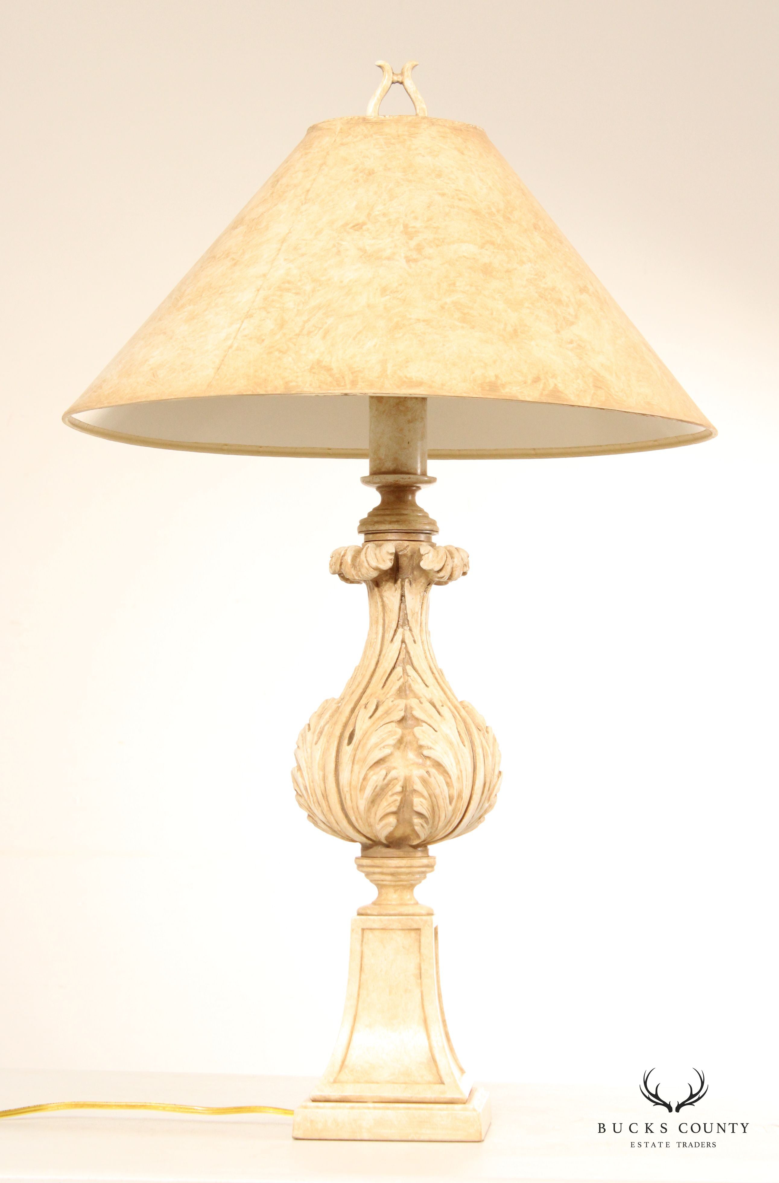 Italian Tuscan Style Foliate Carved Table Lamp