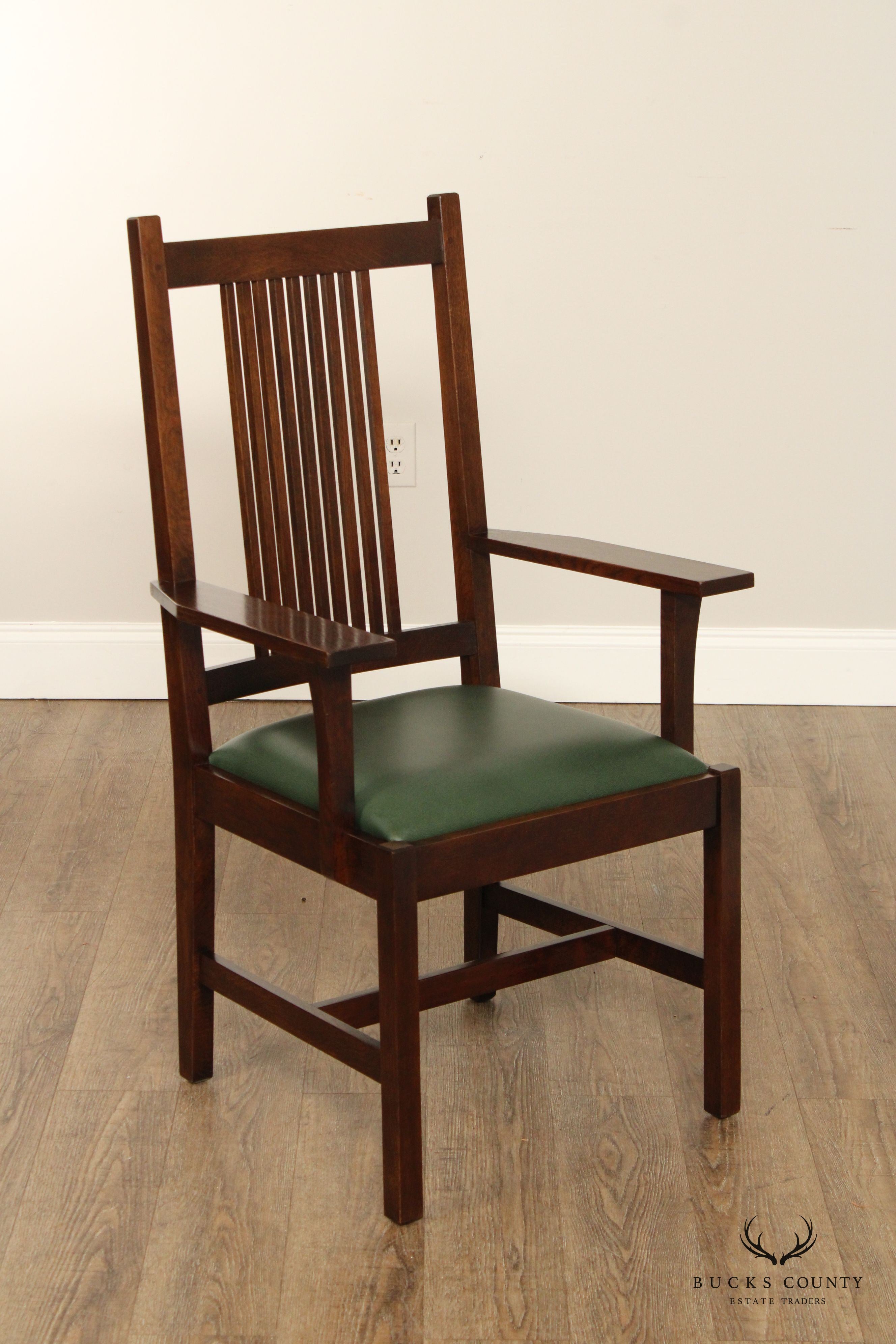 Stickley Mission Collection Set of Four Oak Spindle Dining Chairs