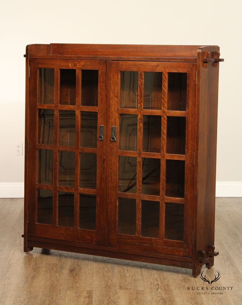 STICKLEY MISSION COLLECTION TWO DOOR OAK BOOKCASE