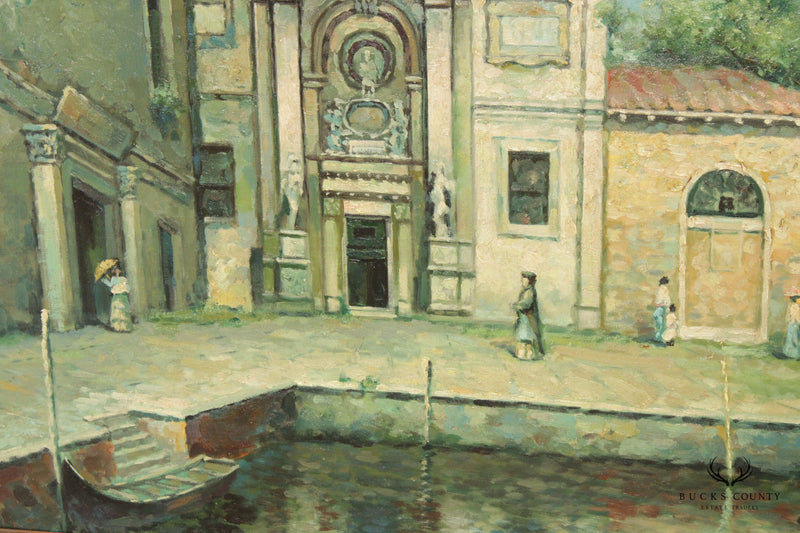 20th C. Italian Venetian Scene Original Oil Paining, Signed