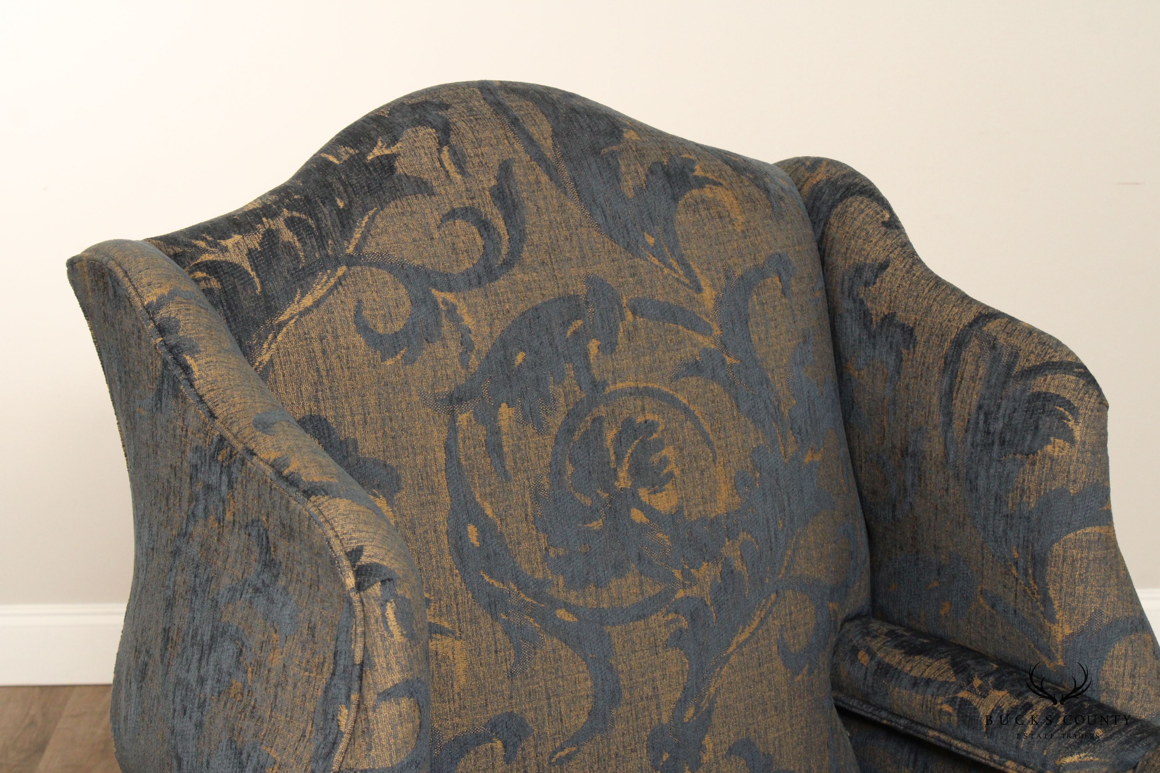 Pearson French Style Pair of Custom Upholstered Wing Chairs