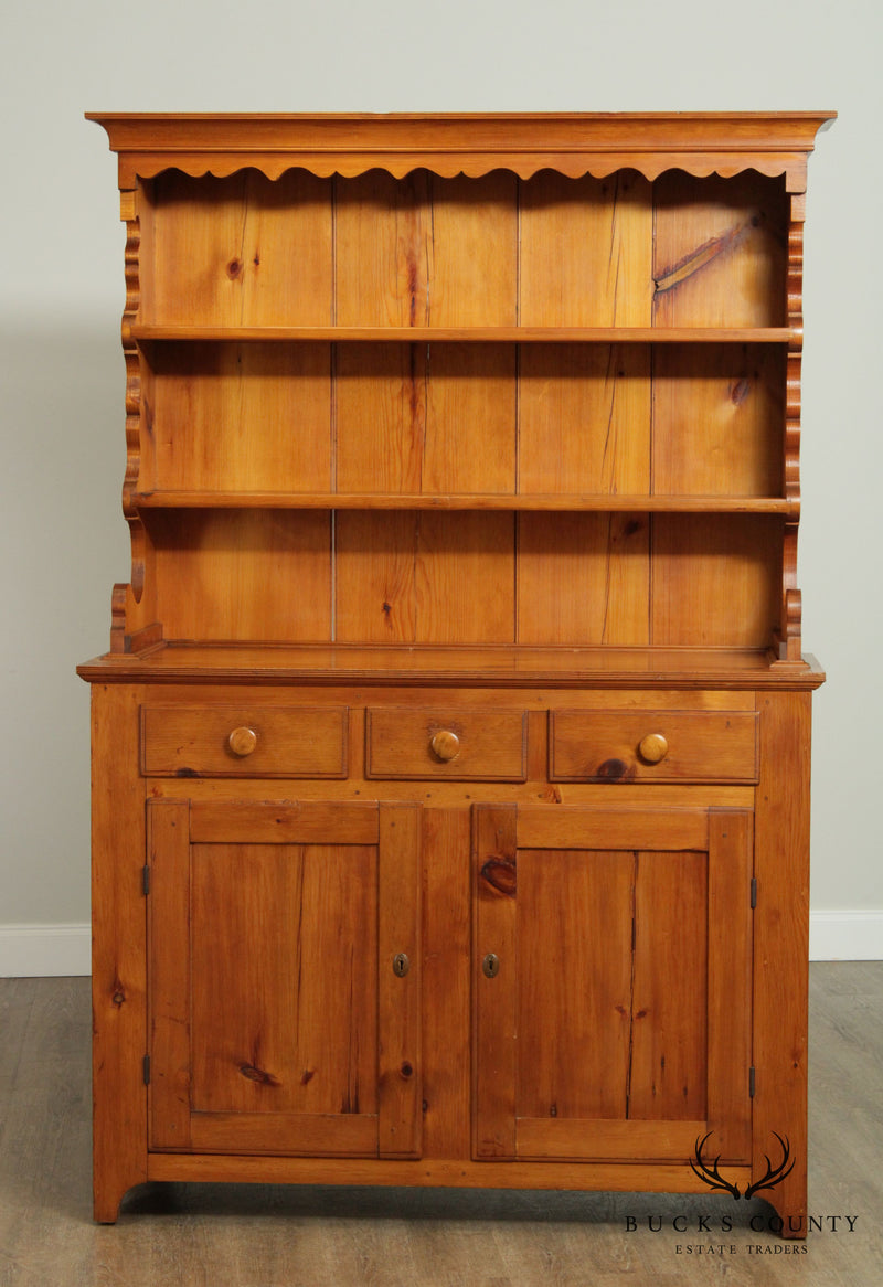 Antique 19th Century Country Pine Step Back Cupboard