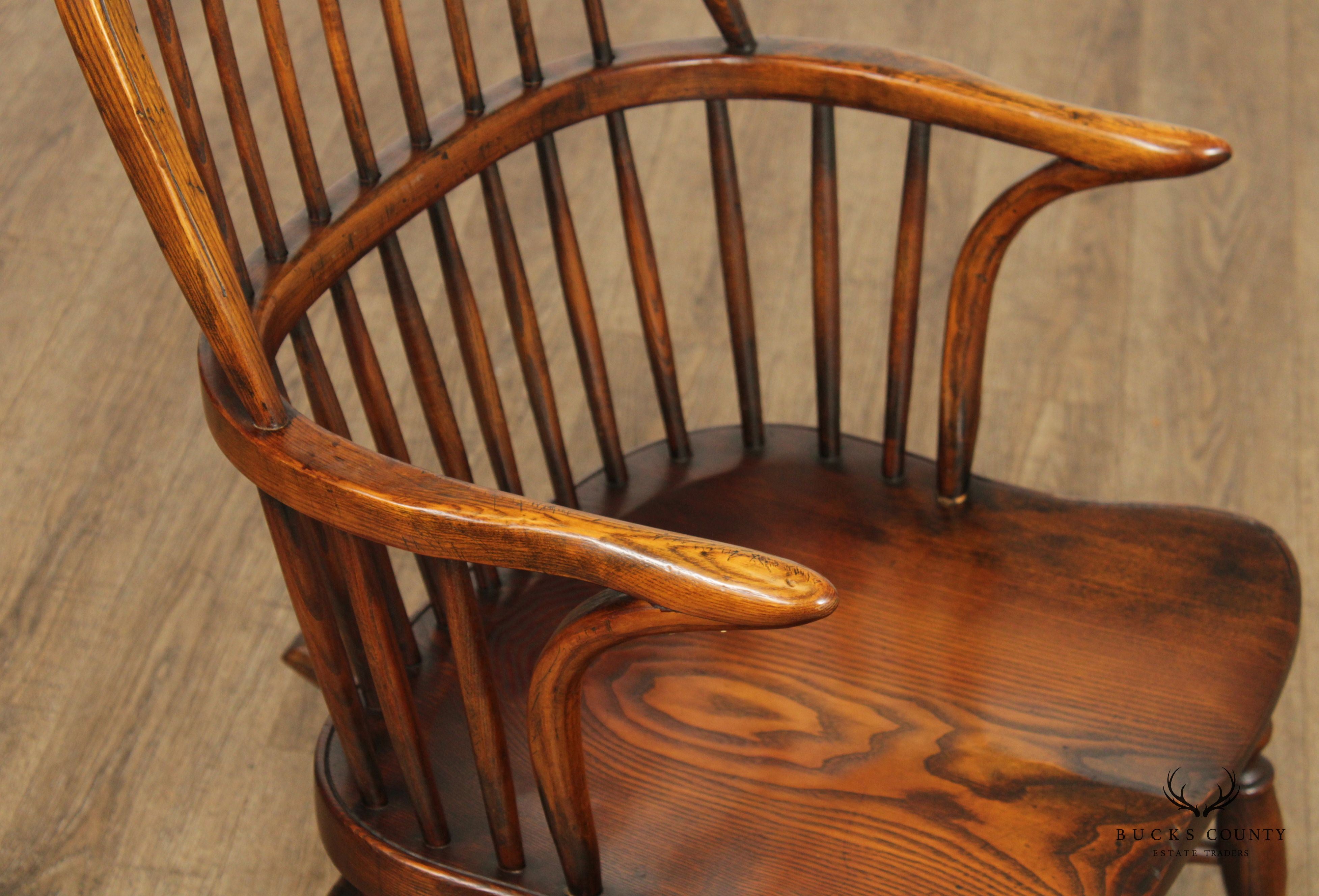 English Yew Wood Sack Back Windsor Rocker