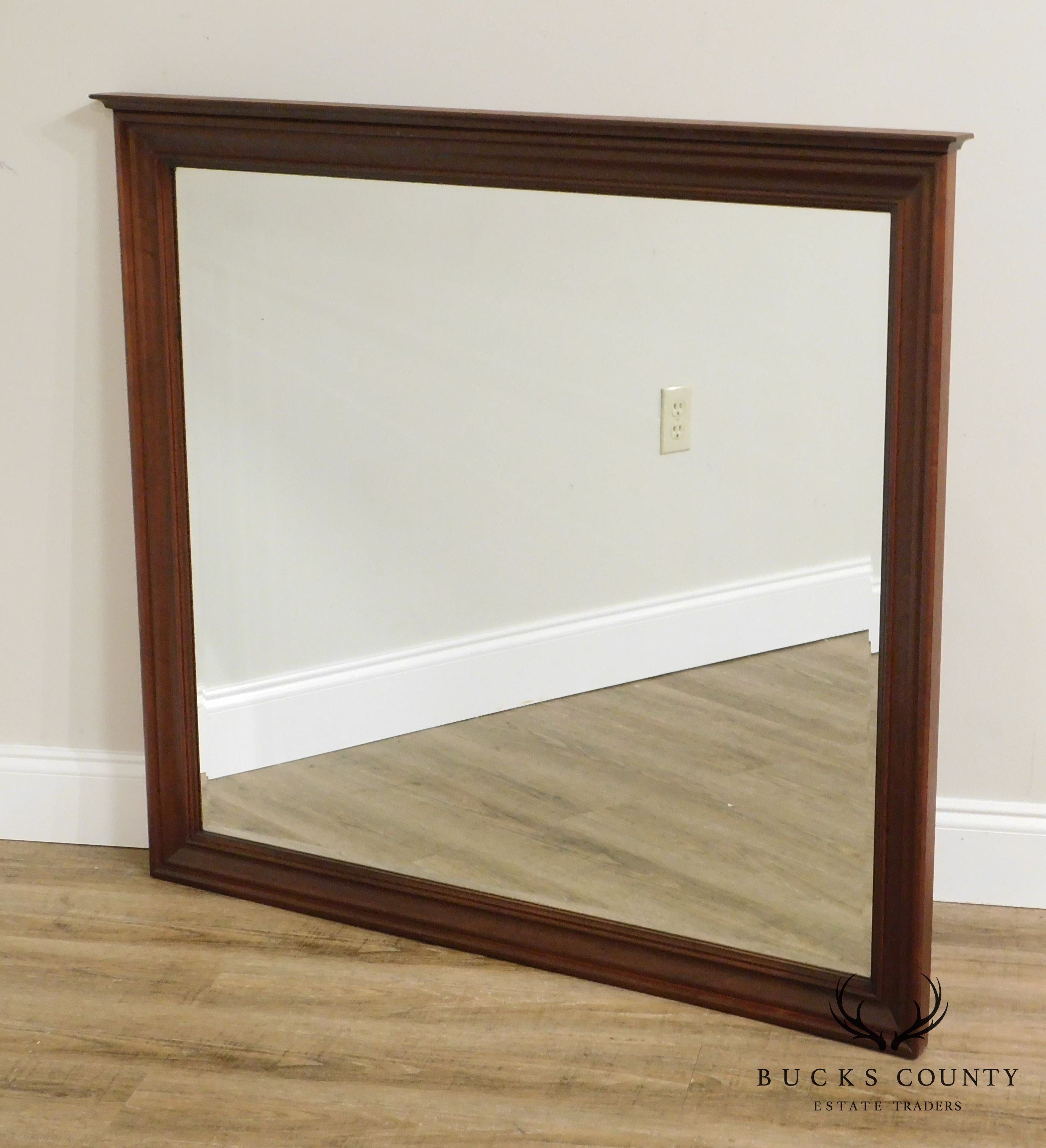 Traditional Cherry Wood Frame Beveled Mirror