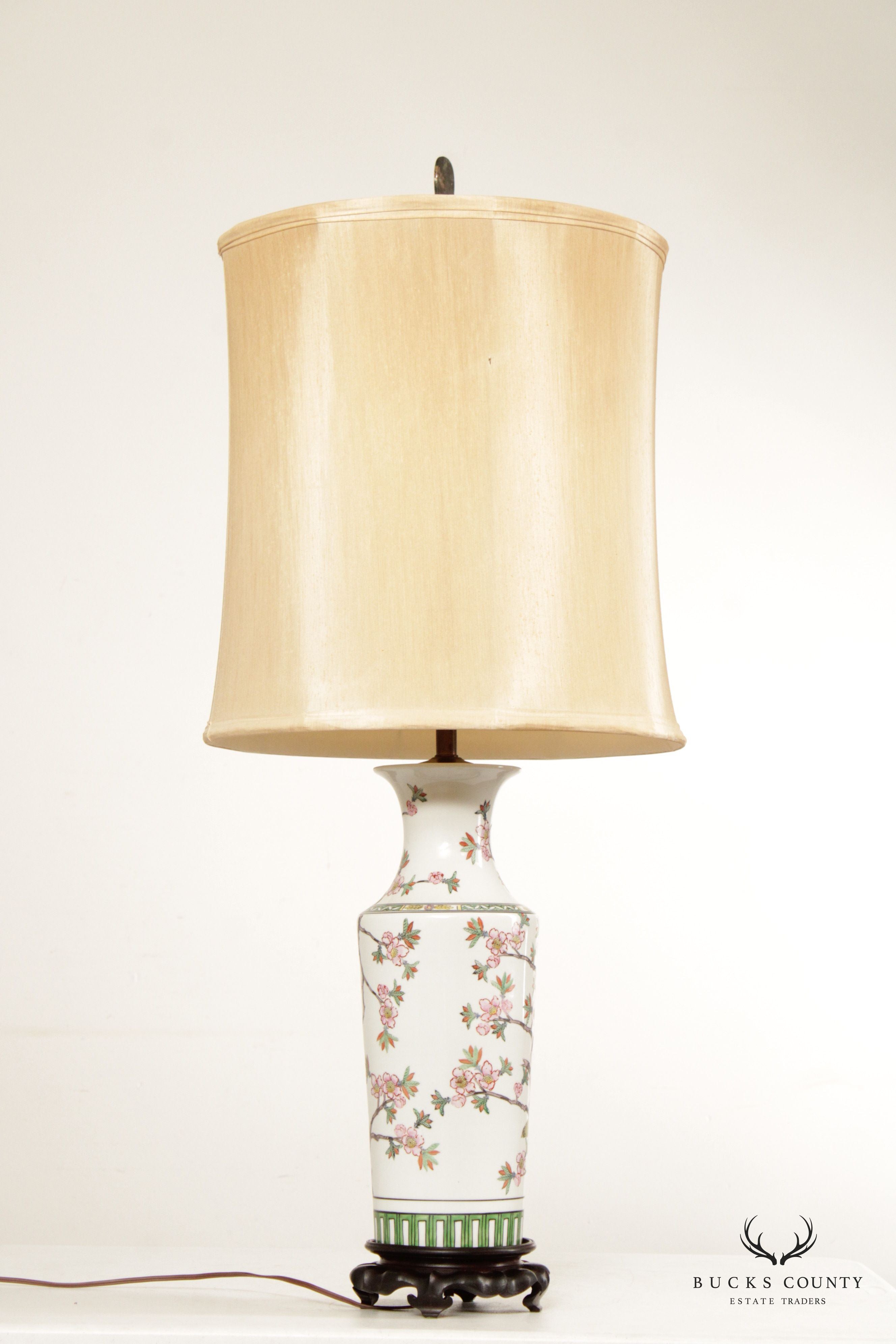 Chinese Pair Famille-Rose Porcelain Table Lamps