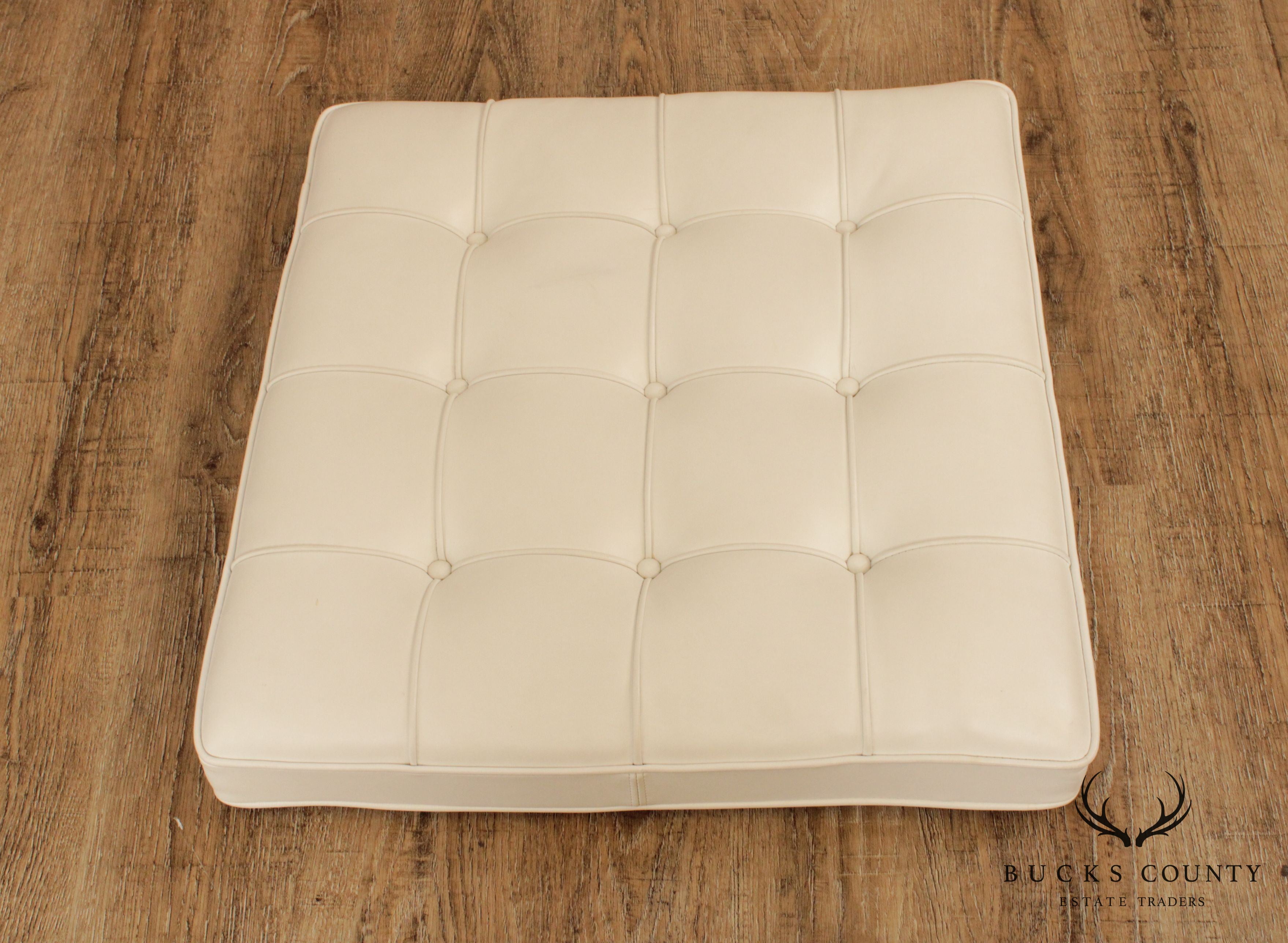 Knoll White Leather Seat Cushion