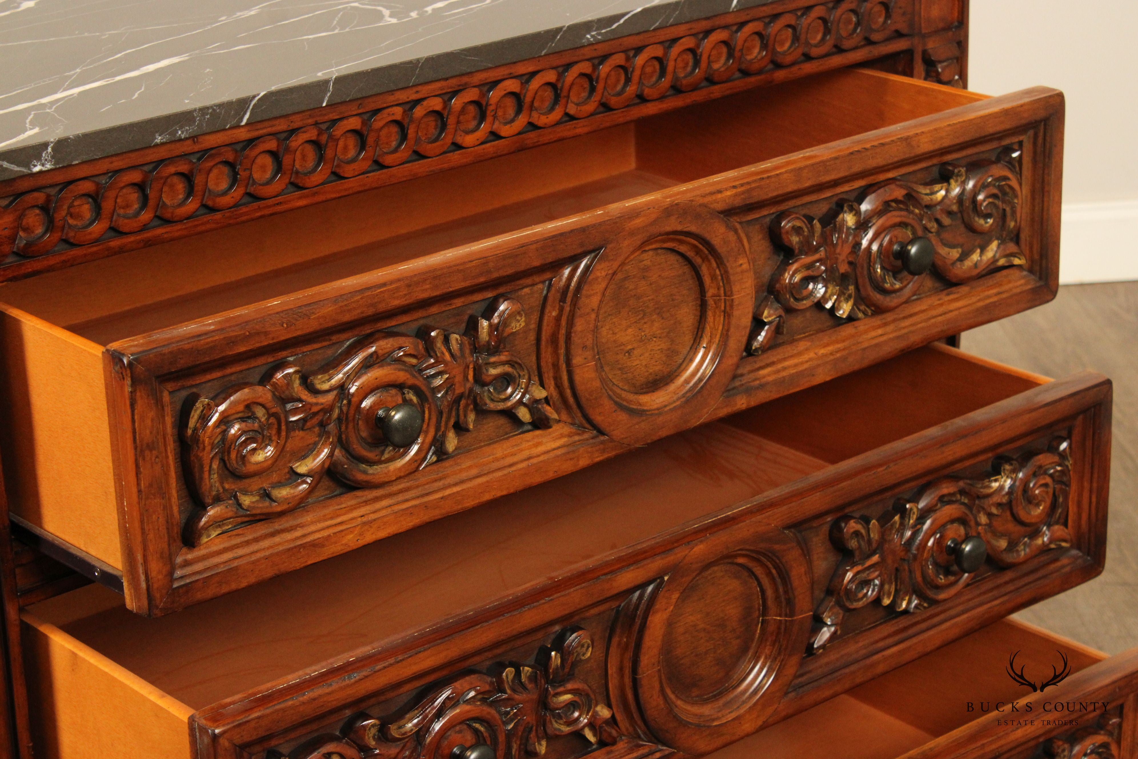 Italian Louis XVI Style Marble Top Chest of Drawers