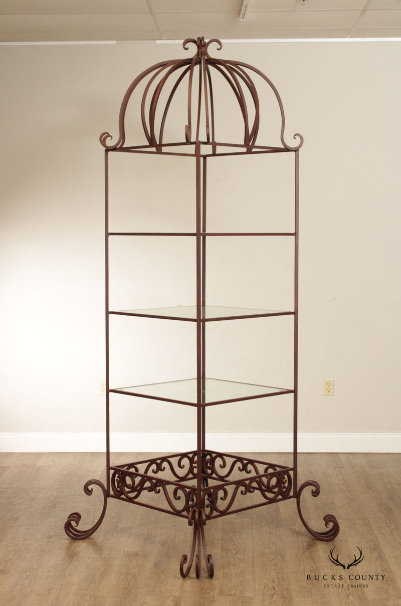 Victorian Style Large Wrought Iron and Glass Etagere