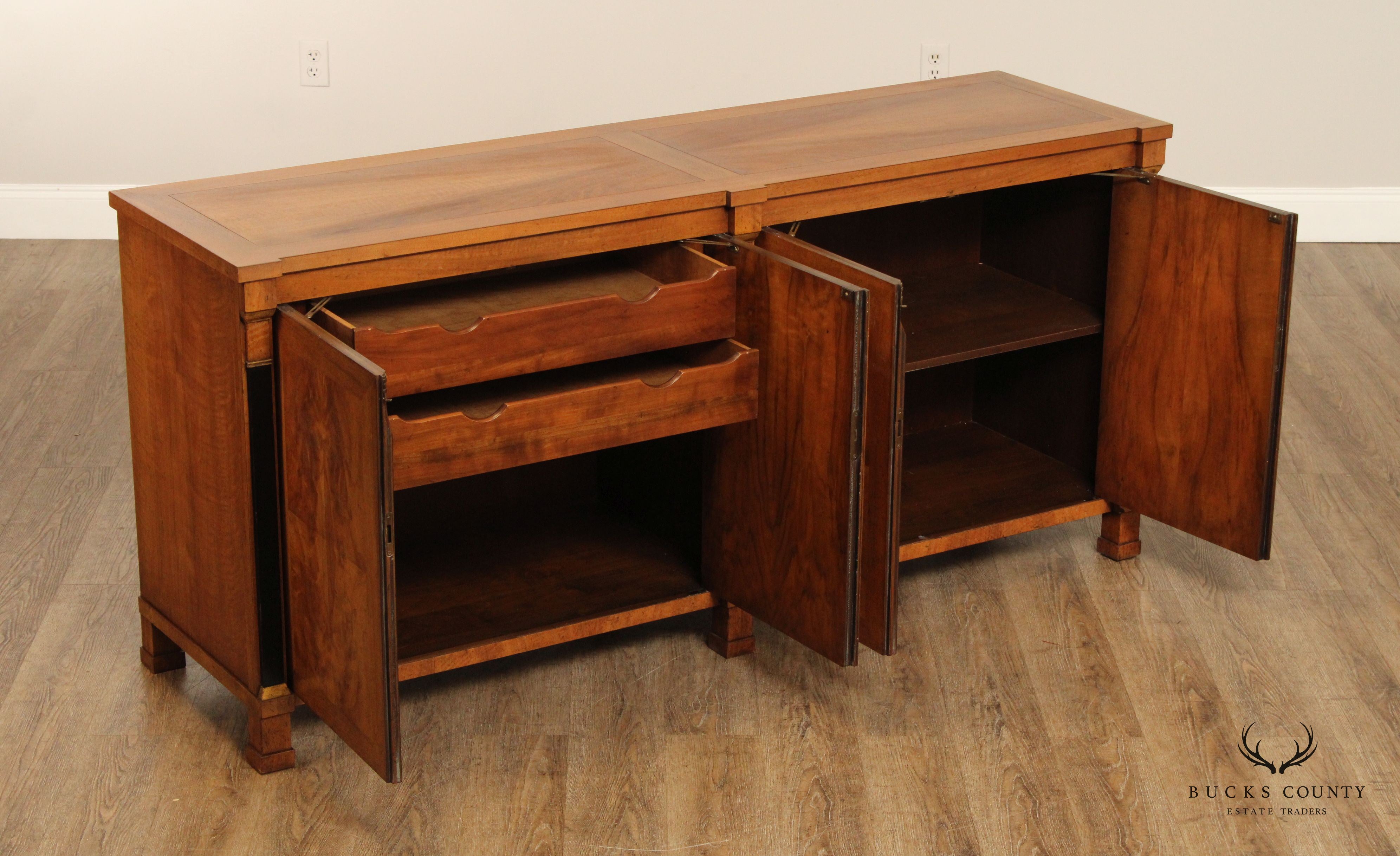 Baker Biedermeier Style Vintage Walnut Buffet Sideboard