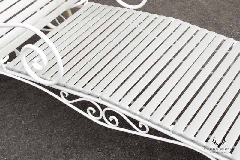 Vintage Scrolled Iron Pair of Patio Chaise Lounges (A)