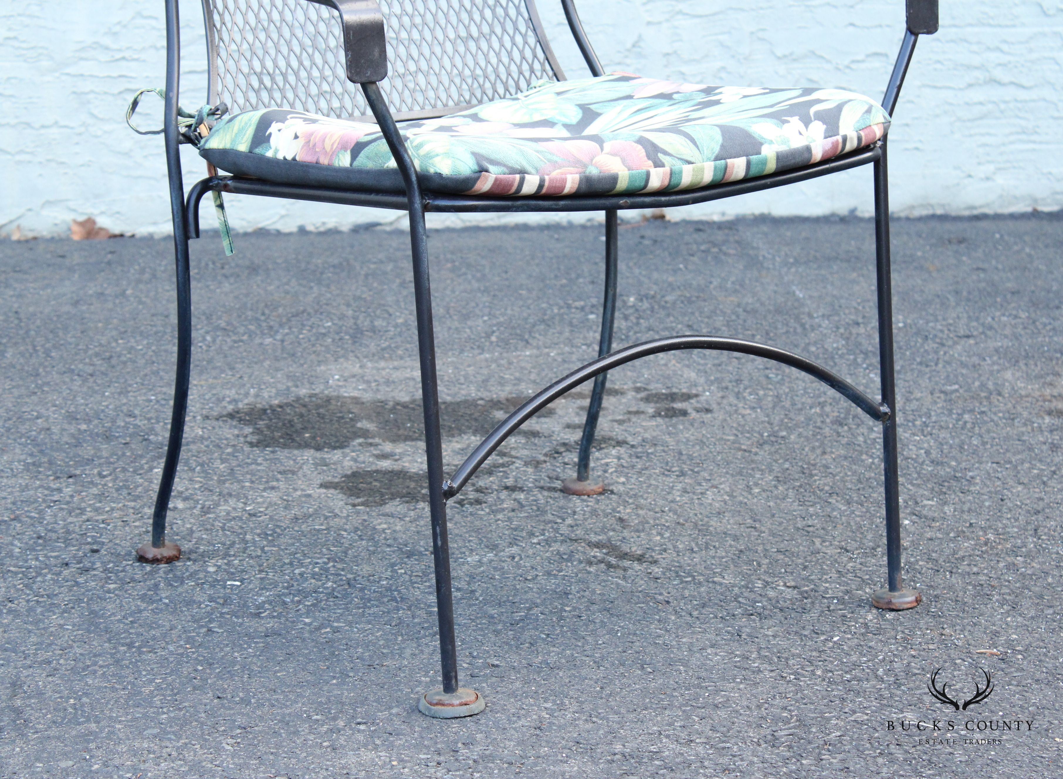 Vintage Set of Four Wrought Iron Patio Dining Chairs