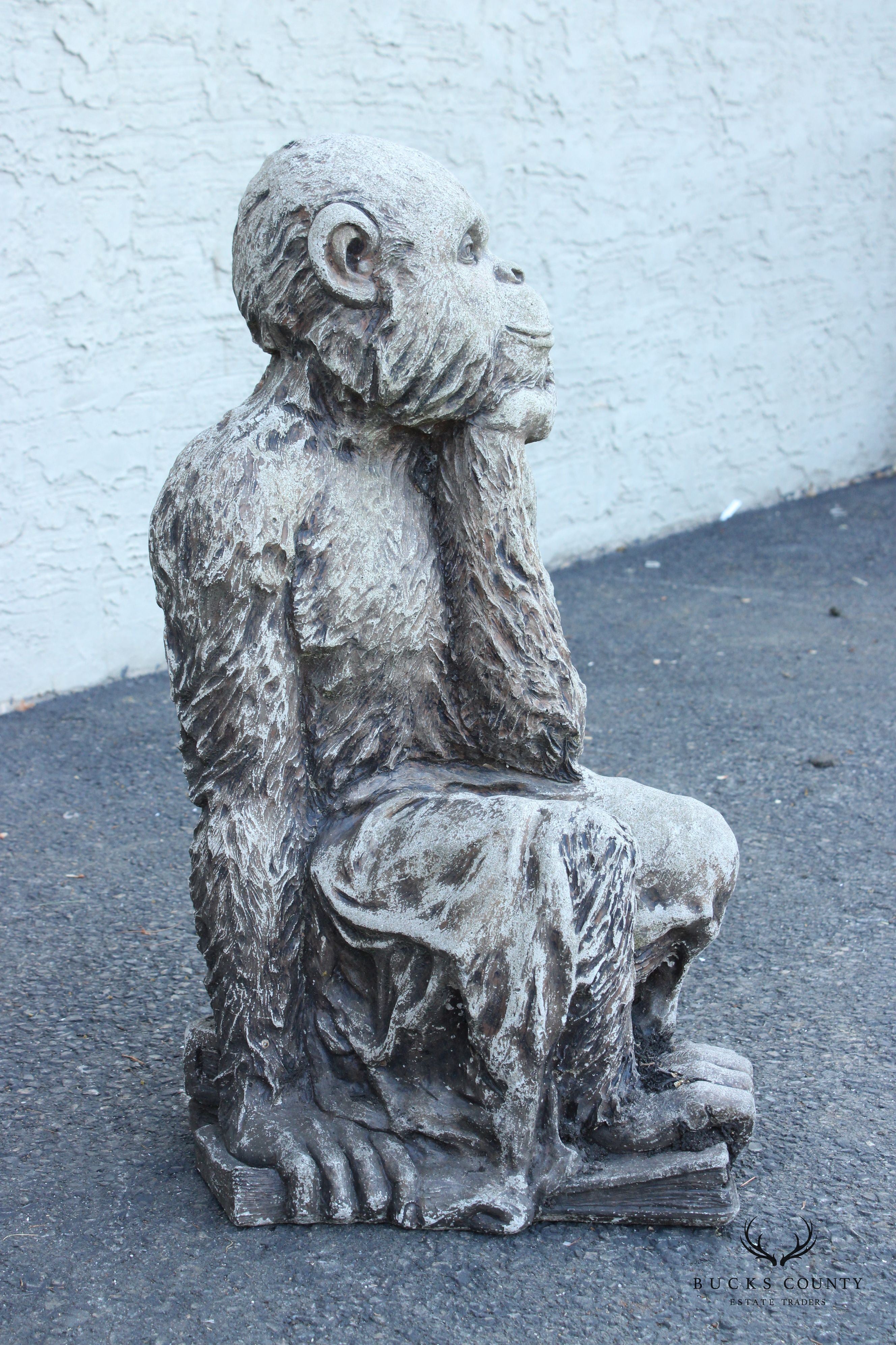 Thinking Monkey Cast Stone Outdoor Garden Statue